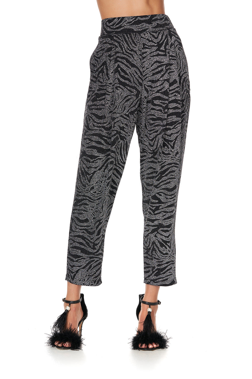 DOUBLE PLEAT JERSEY PANT SOLID BLACK
