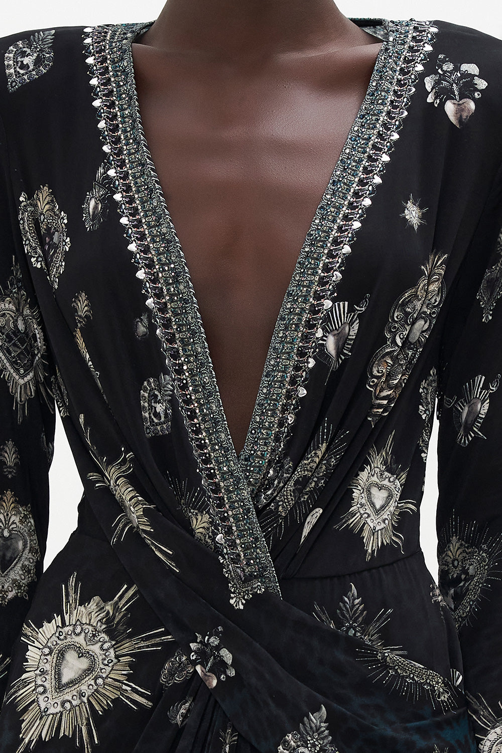 V-NECK CROSS FRONT DRESS ANIMAL ANARCHY