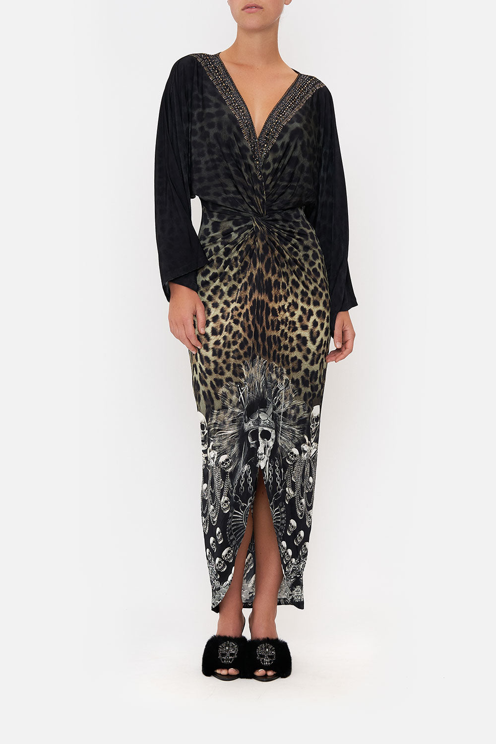 LONG SPLIT FRONT TWIST DRESS ORDER OF DISORDER