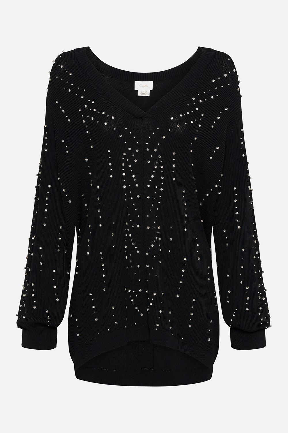 EMBELLISHED V NECK KNIT ORDER OF DISORDER