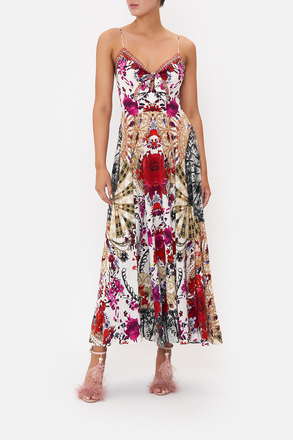 LONG DRESS WITH TIE FRONT REIGN OF ROSES