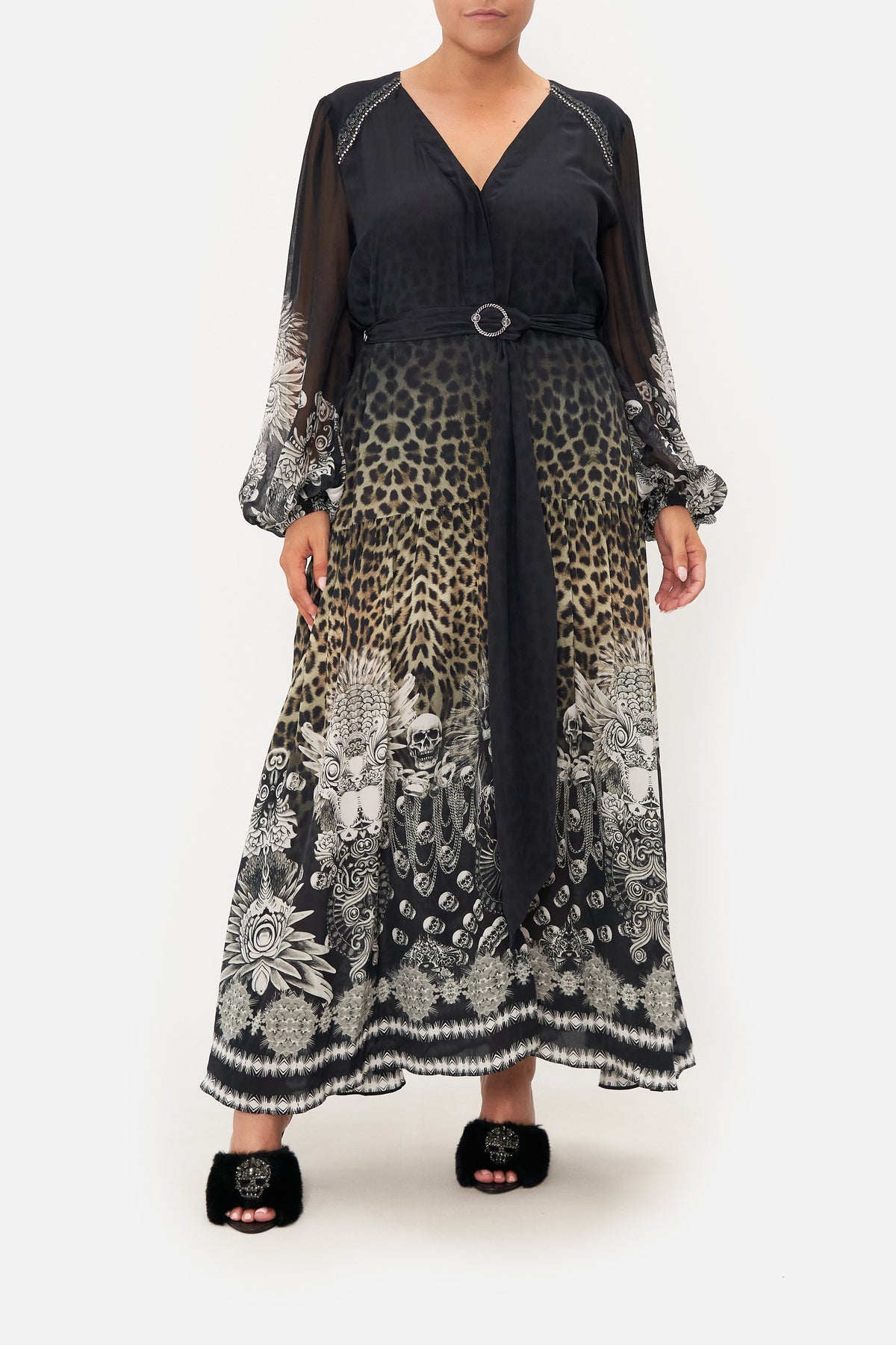 V NECK DRESS WITH BELT ORDER OF DISORDER