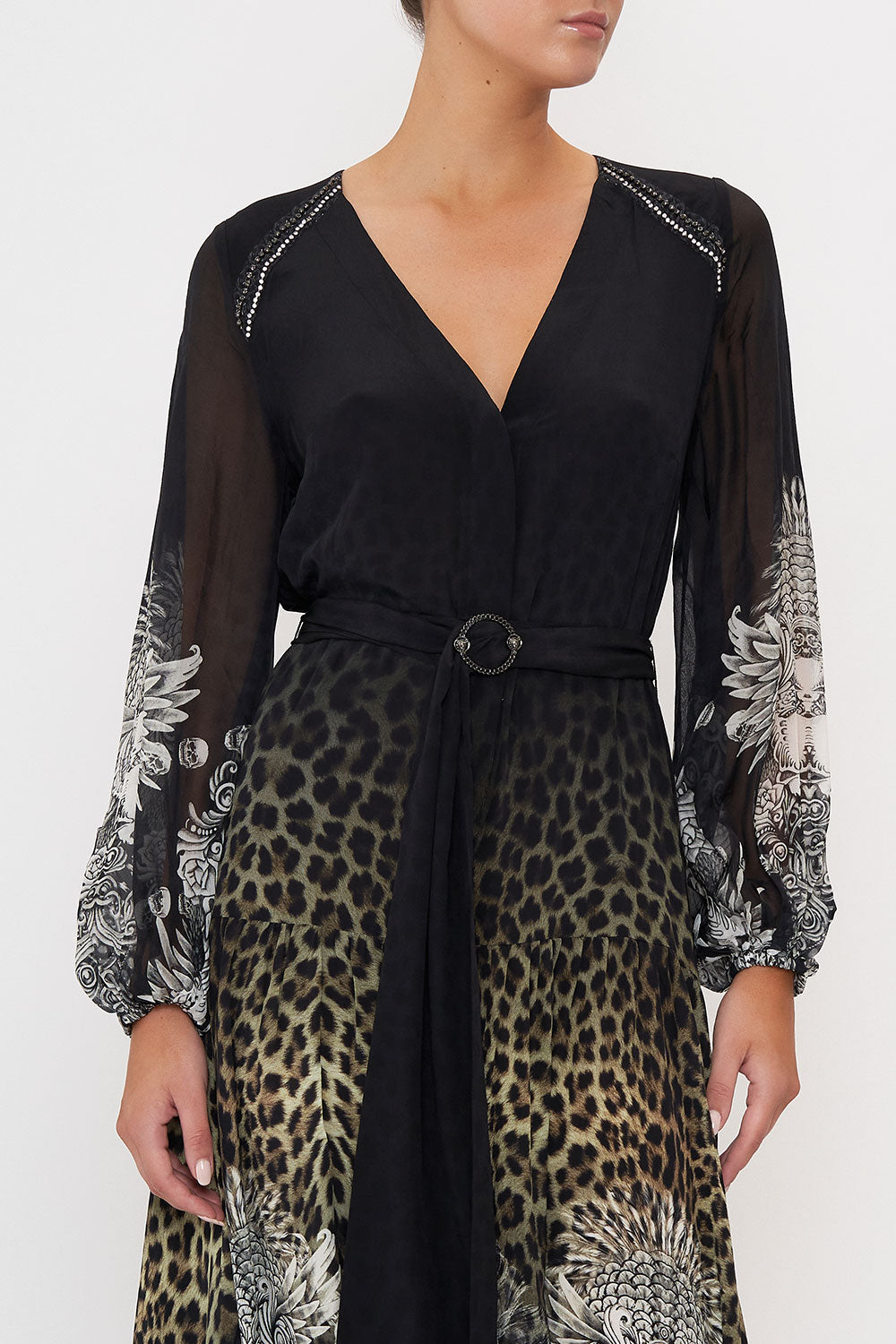 V NECK DRESS WITH BELT ORDER OF DISORDER