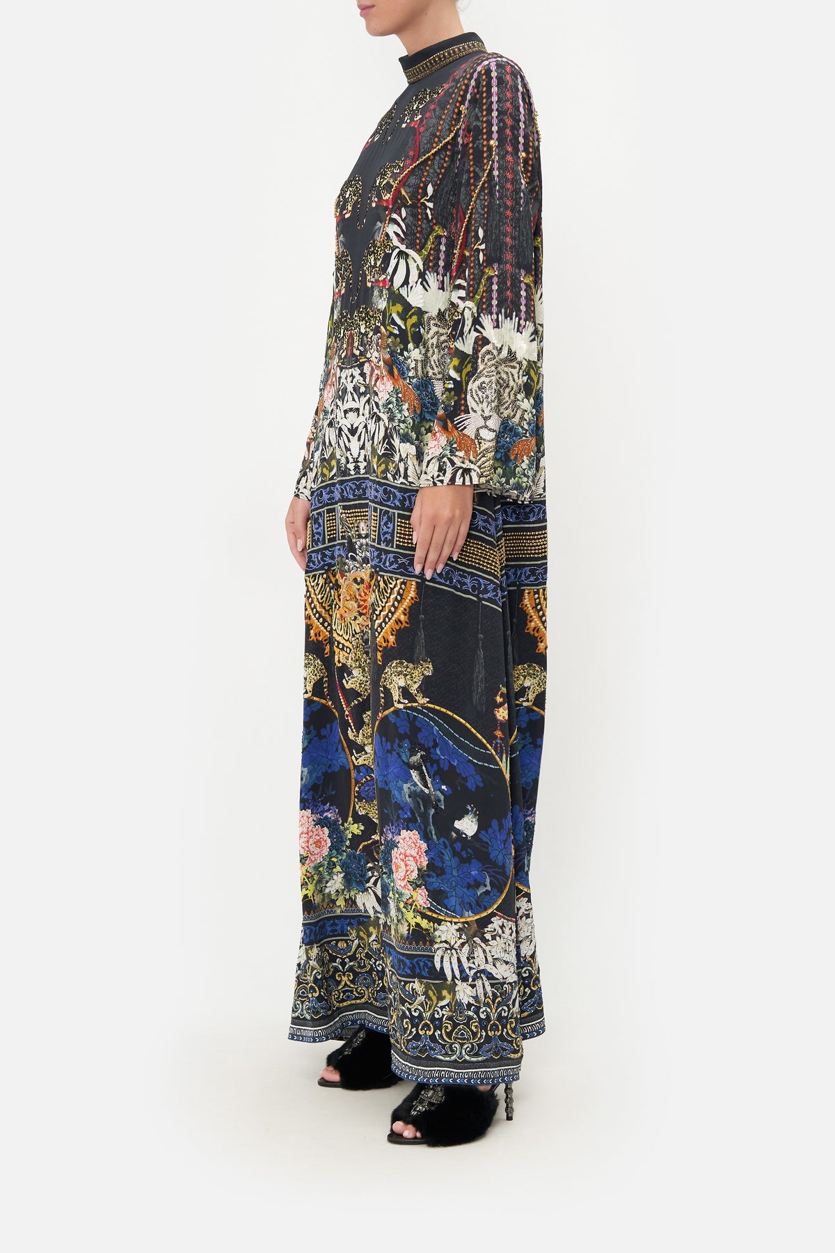 HIGH NECK LONG SLEEVE DRESS HOLLYWOOD HEIST