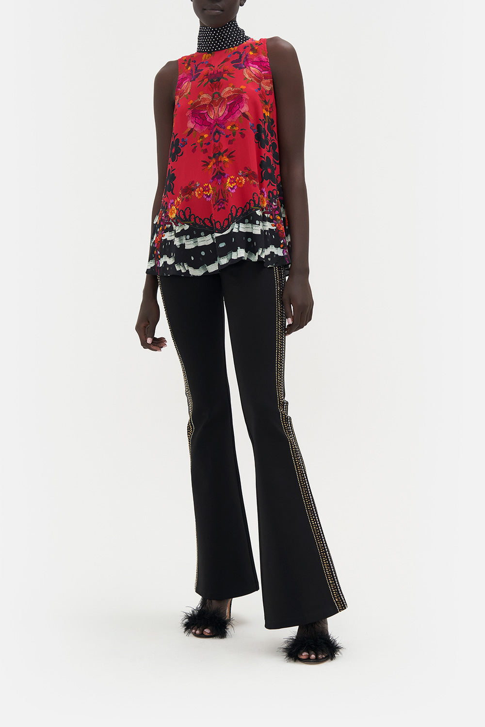 HIGH NECK TOP WITH BACK NECK TIE VIEW FROM THE VEIL