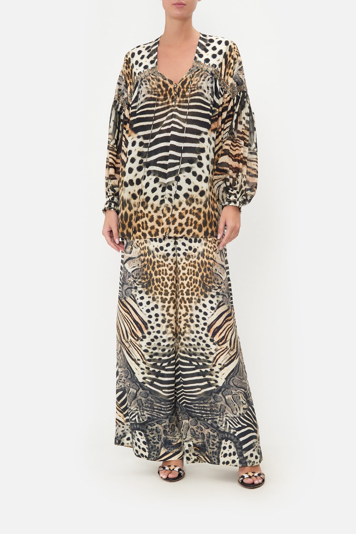 BLOUSON BLOUSE WITH NECK TIE FOR THE LOVE OF LEO