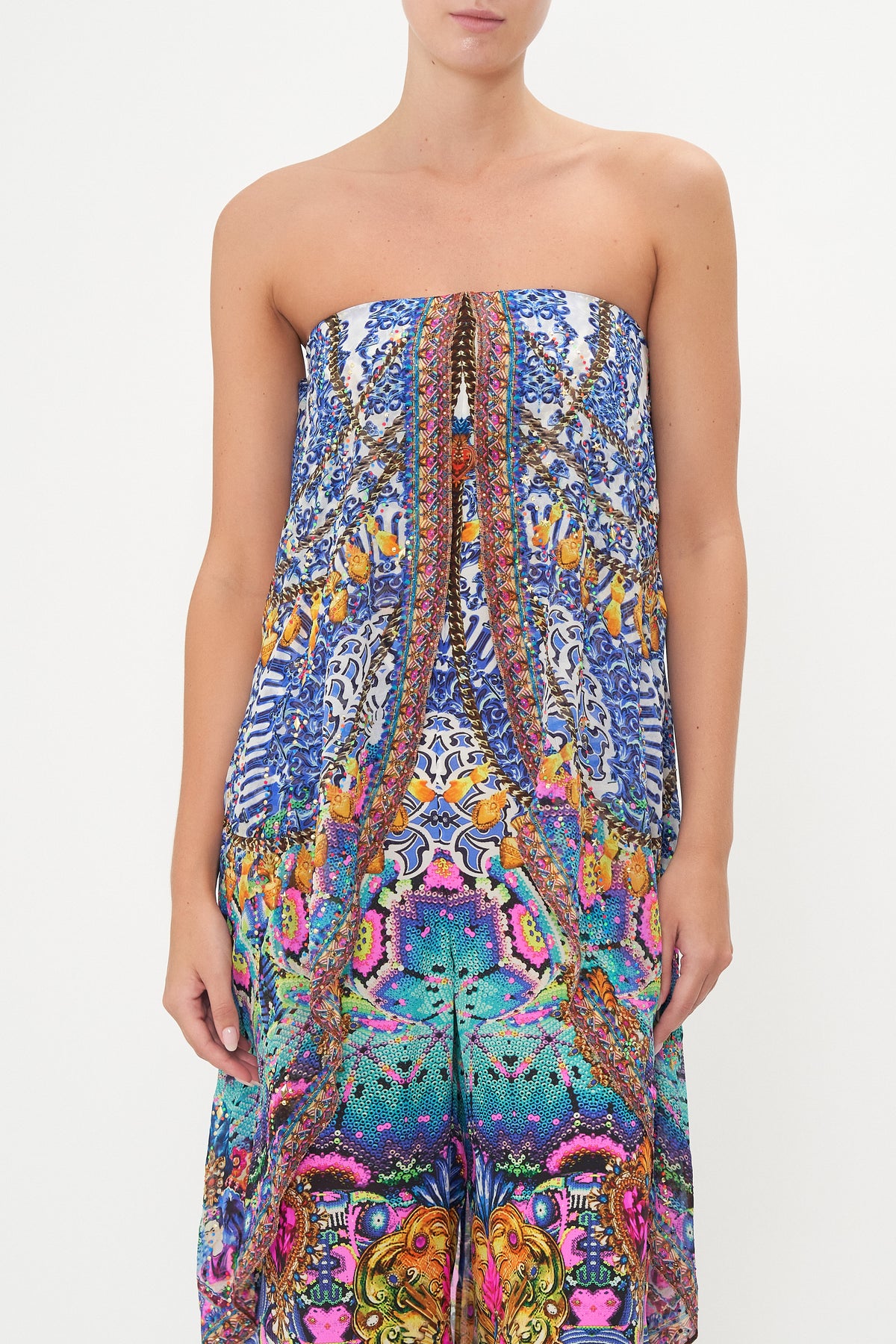 STRAPLESS OVERLAY JUMPSUIT LUCKY CHARMS