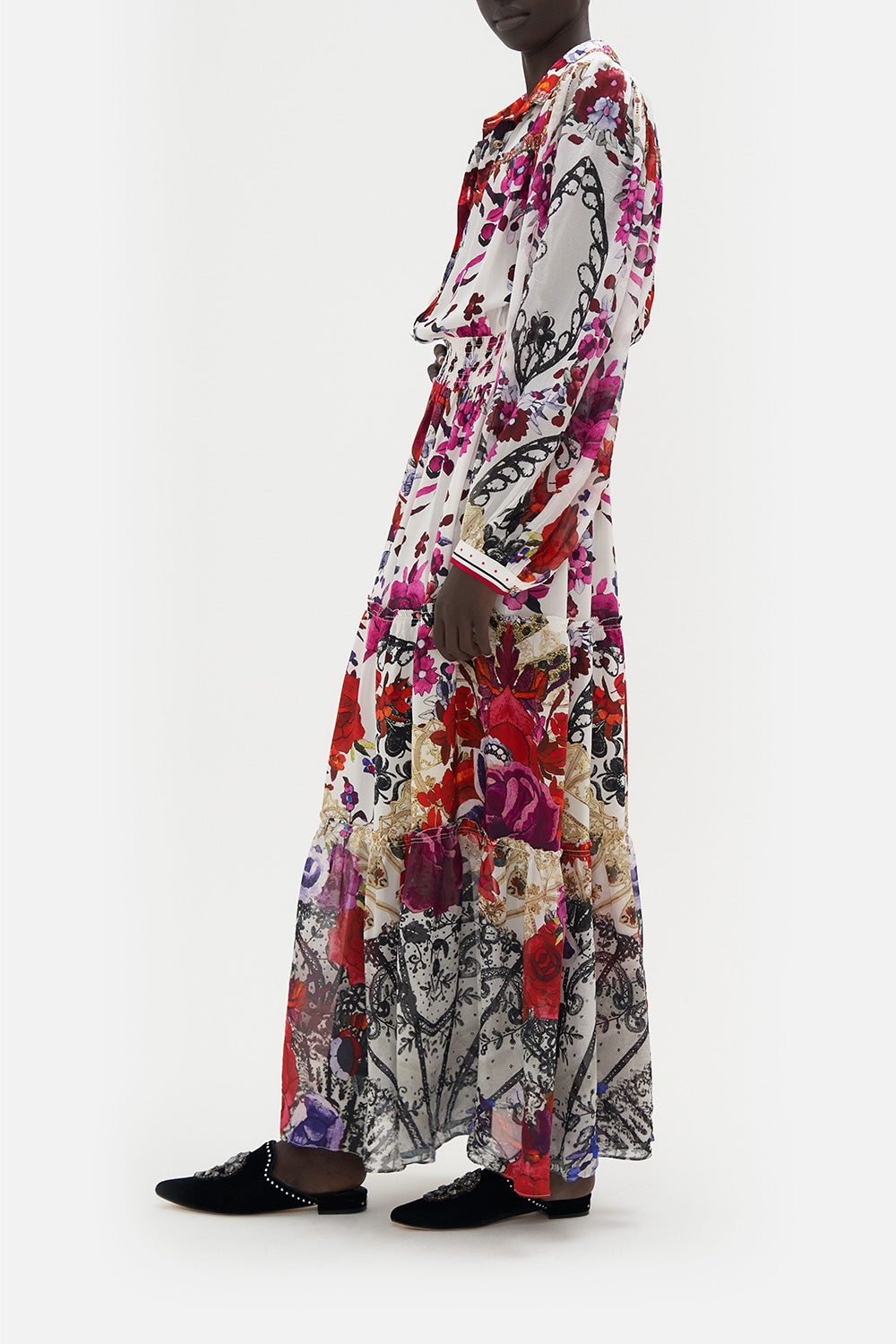 BUTTON THROUGH TIERED DRESS REIGN OF ROSES