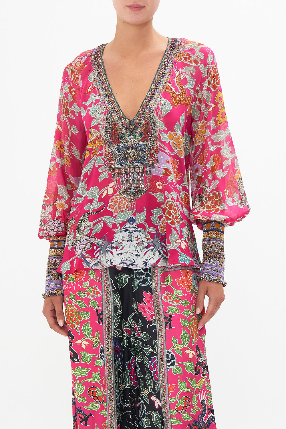 SHIRRED CUFF BLOUSE TASTE OF TWILIGHT