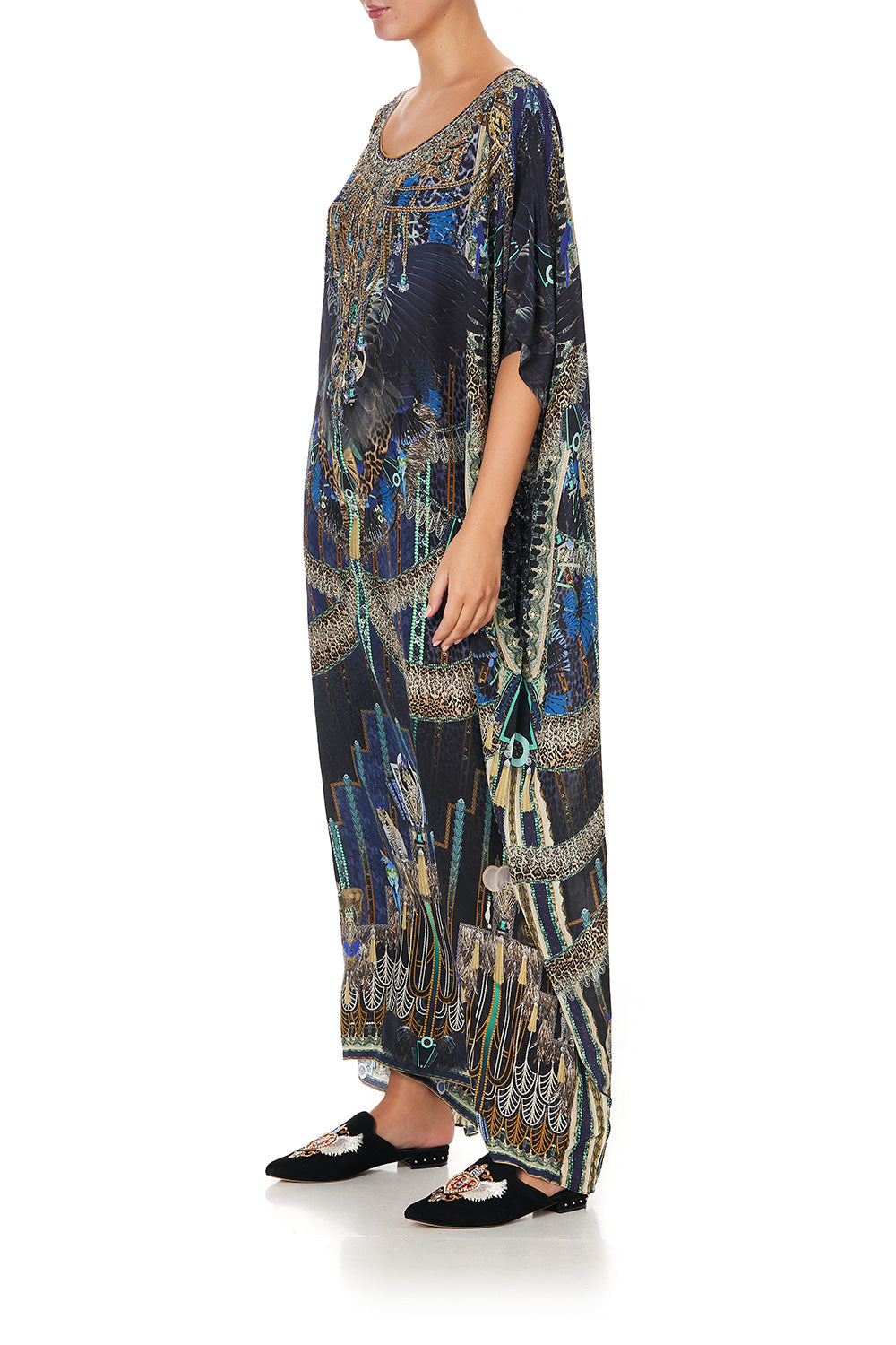 ROUND NECK KAFTAN DRIPPING IN DECO