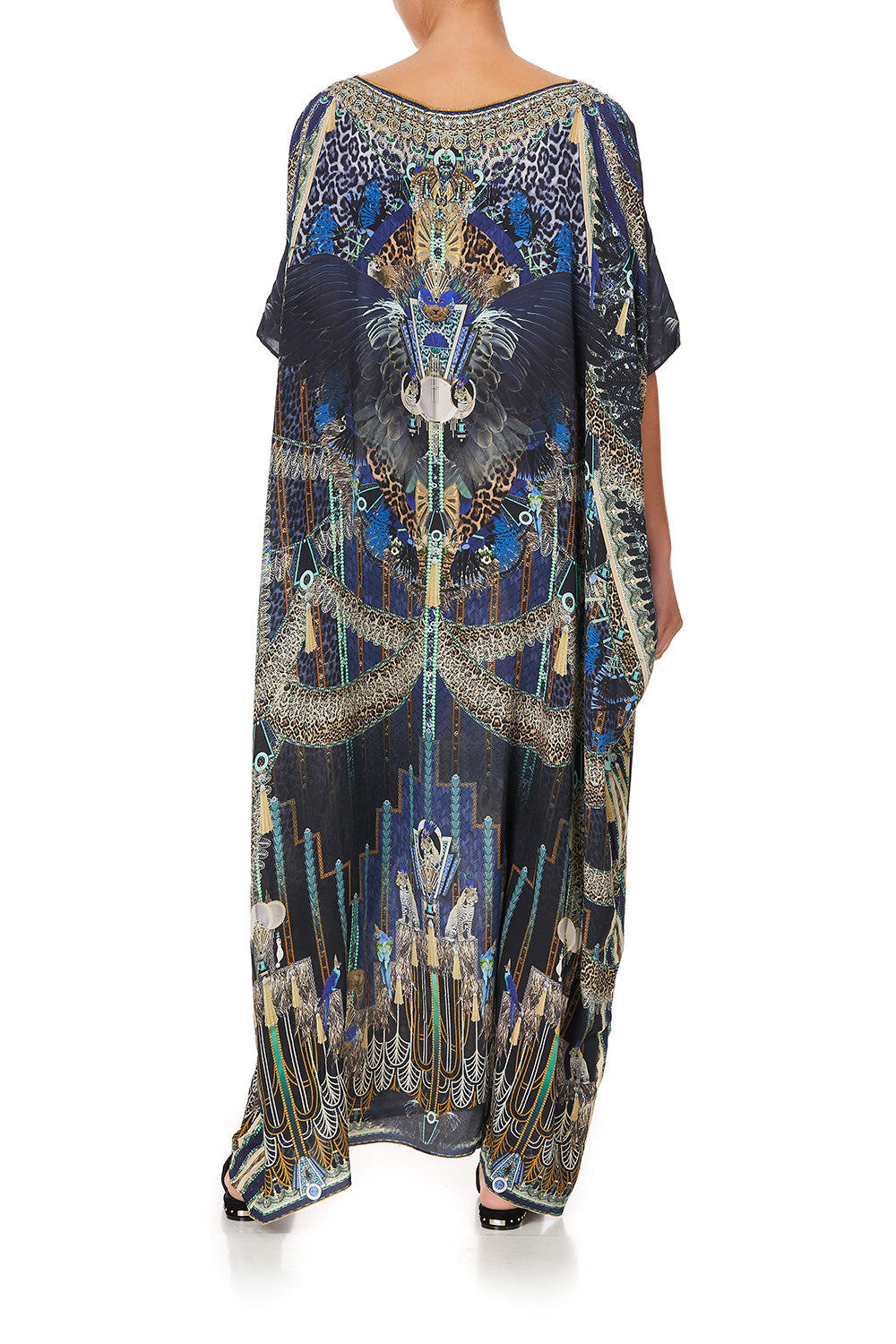 ROUND NECK KAFTAN DRIPPING IN DECO