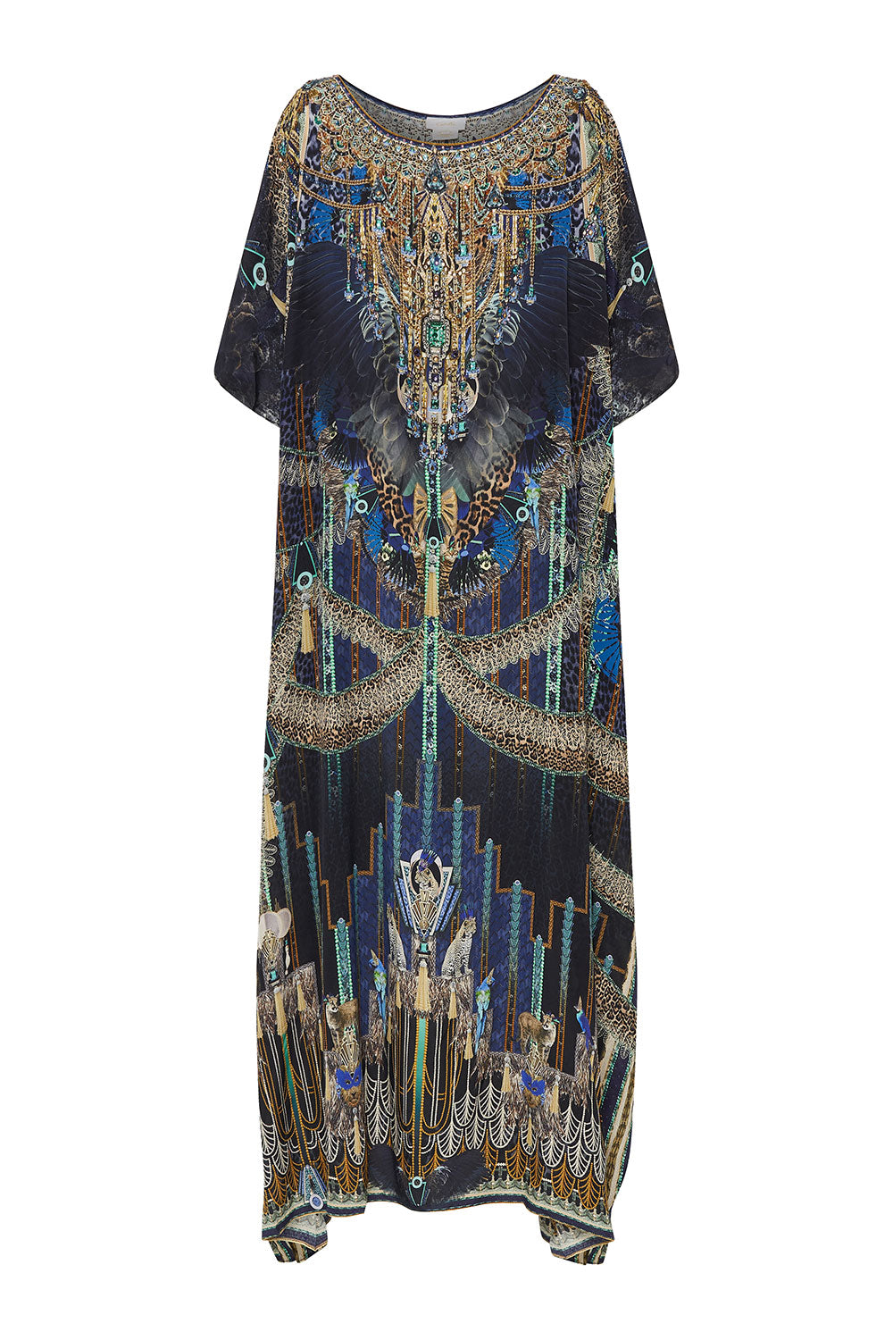 ROUND NECK KAFTAN DRIPPING IN DECO