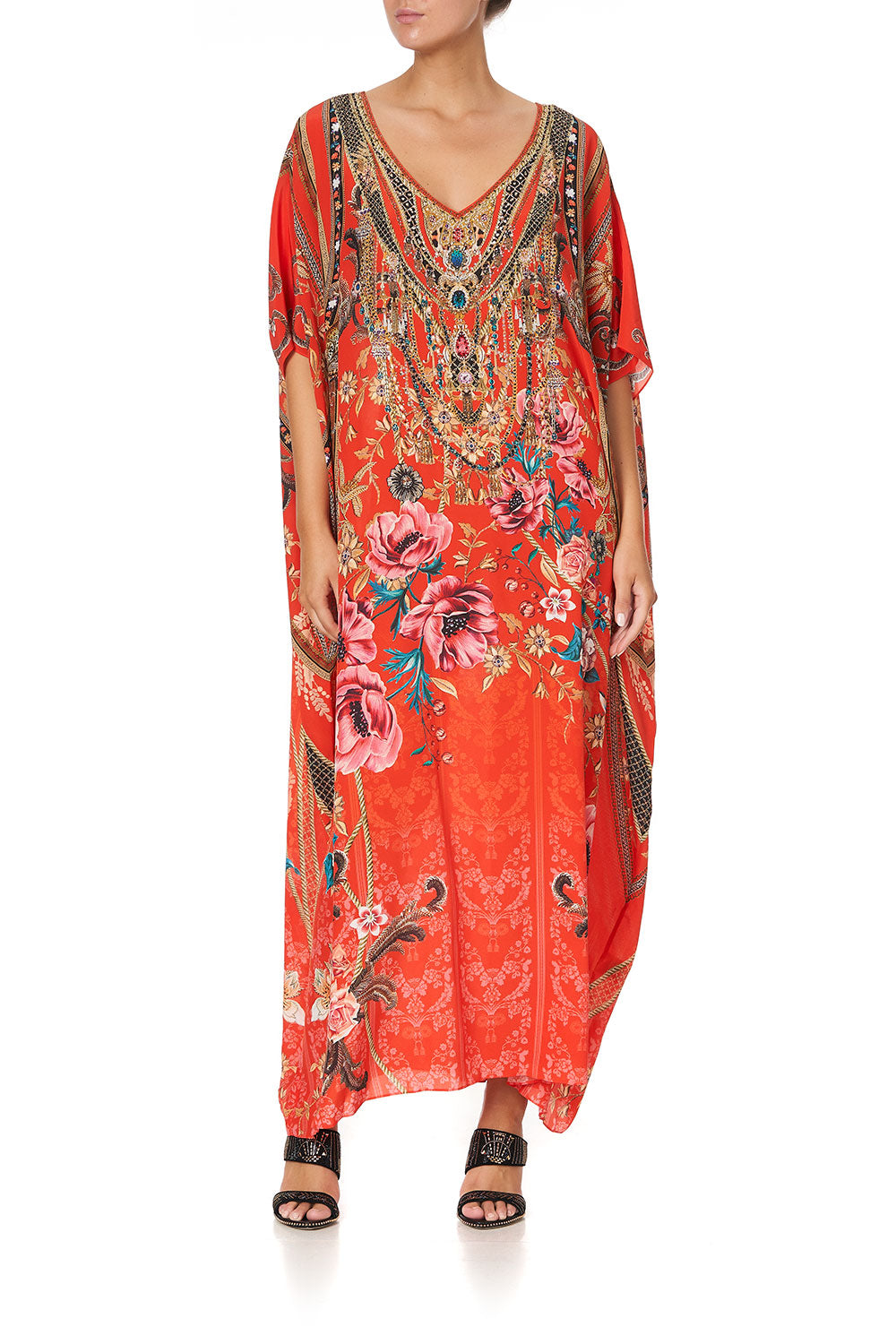 V-NECK KAFTAN AND THE QUEEN WORE RED