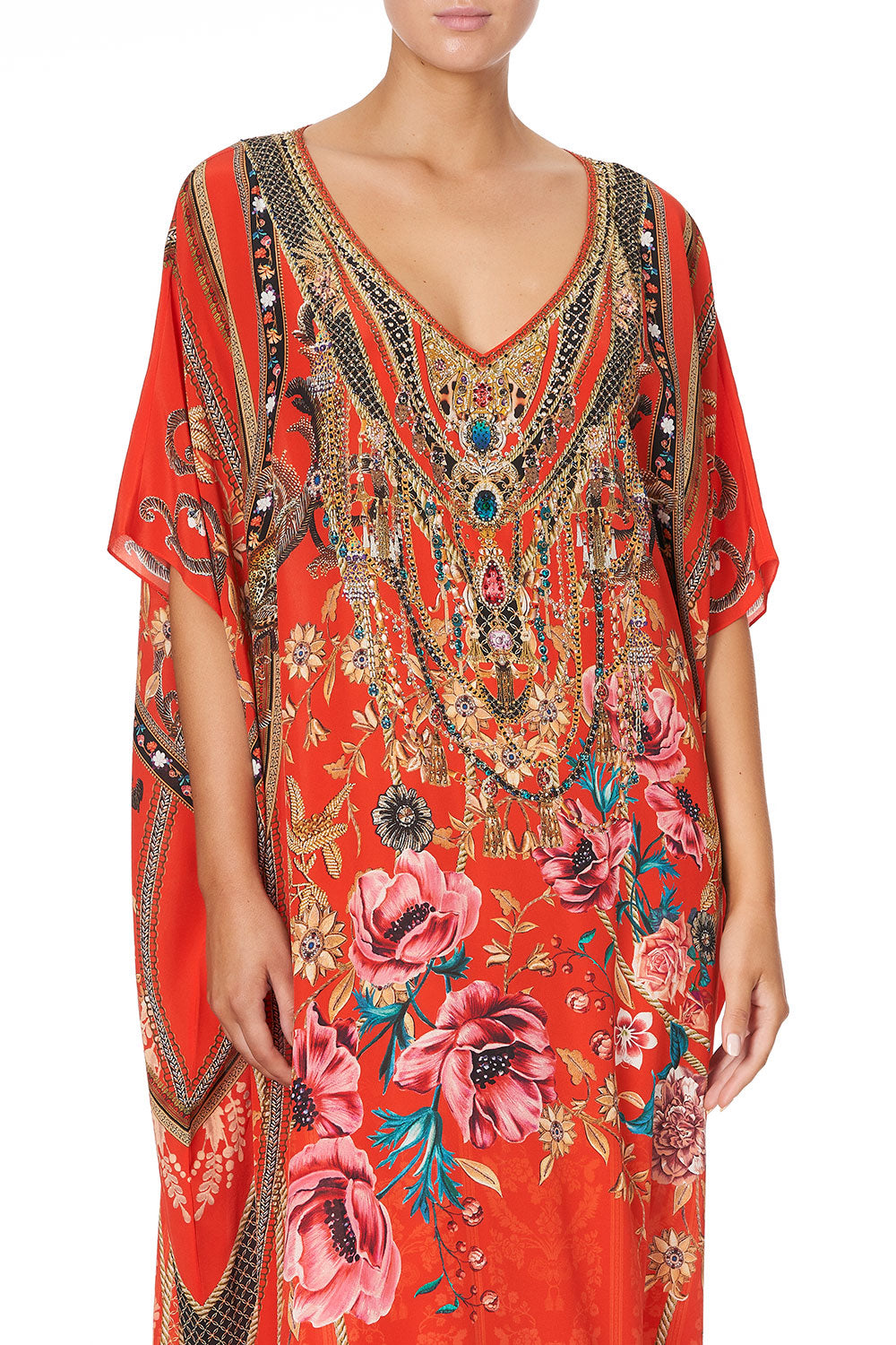 V-NECK KAFTAN AND THE QUEEN WORE RED