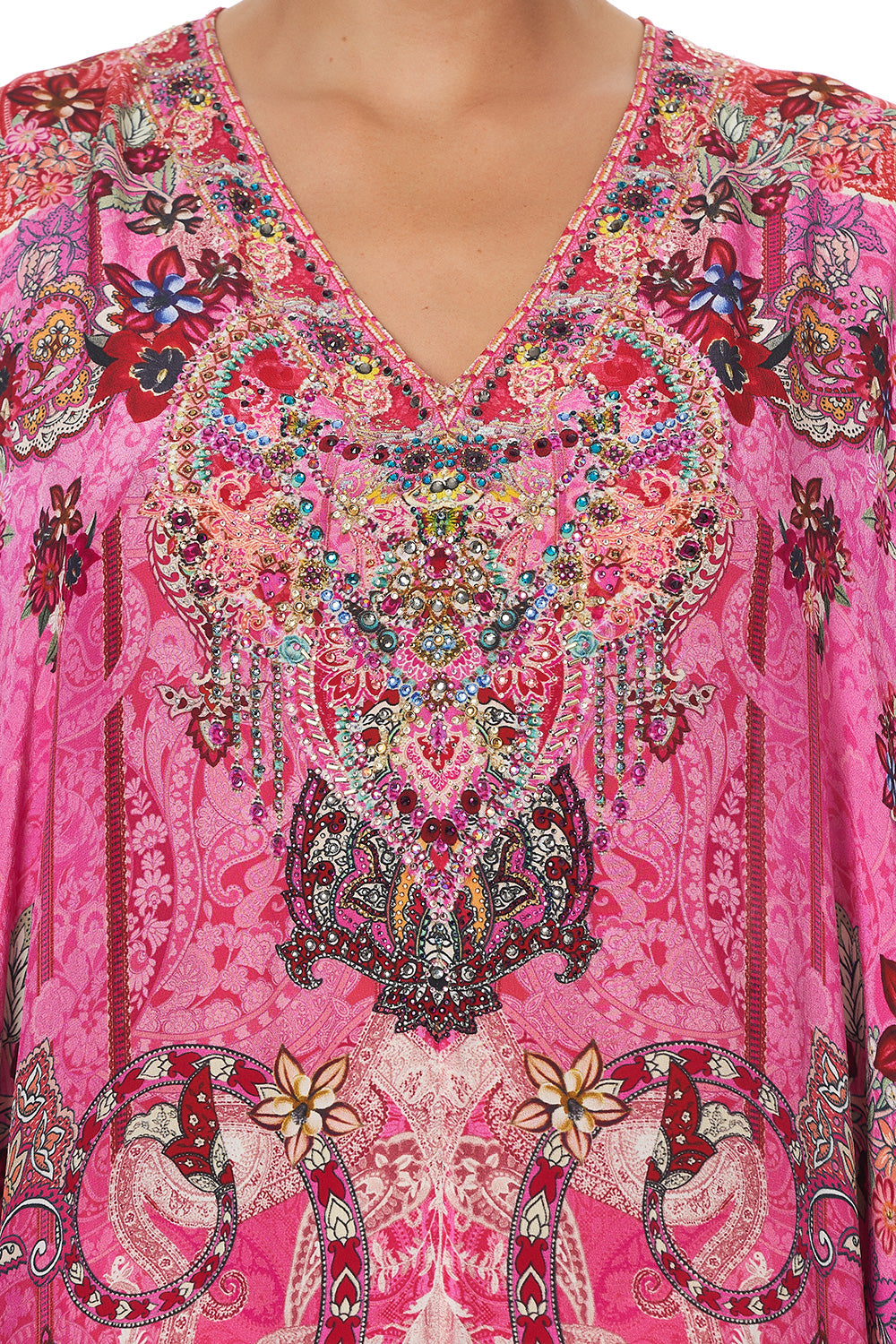 SLIM FIT KAFTAN WITH SPLIT PALISADES PAISLEY