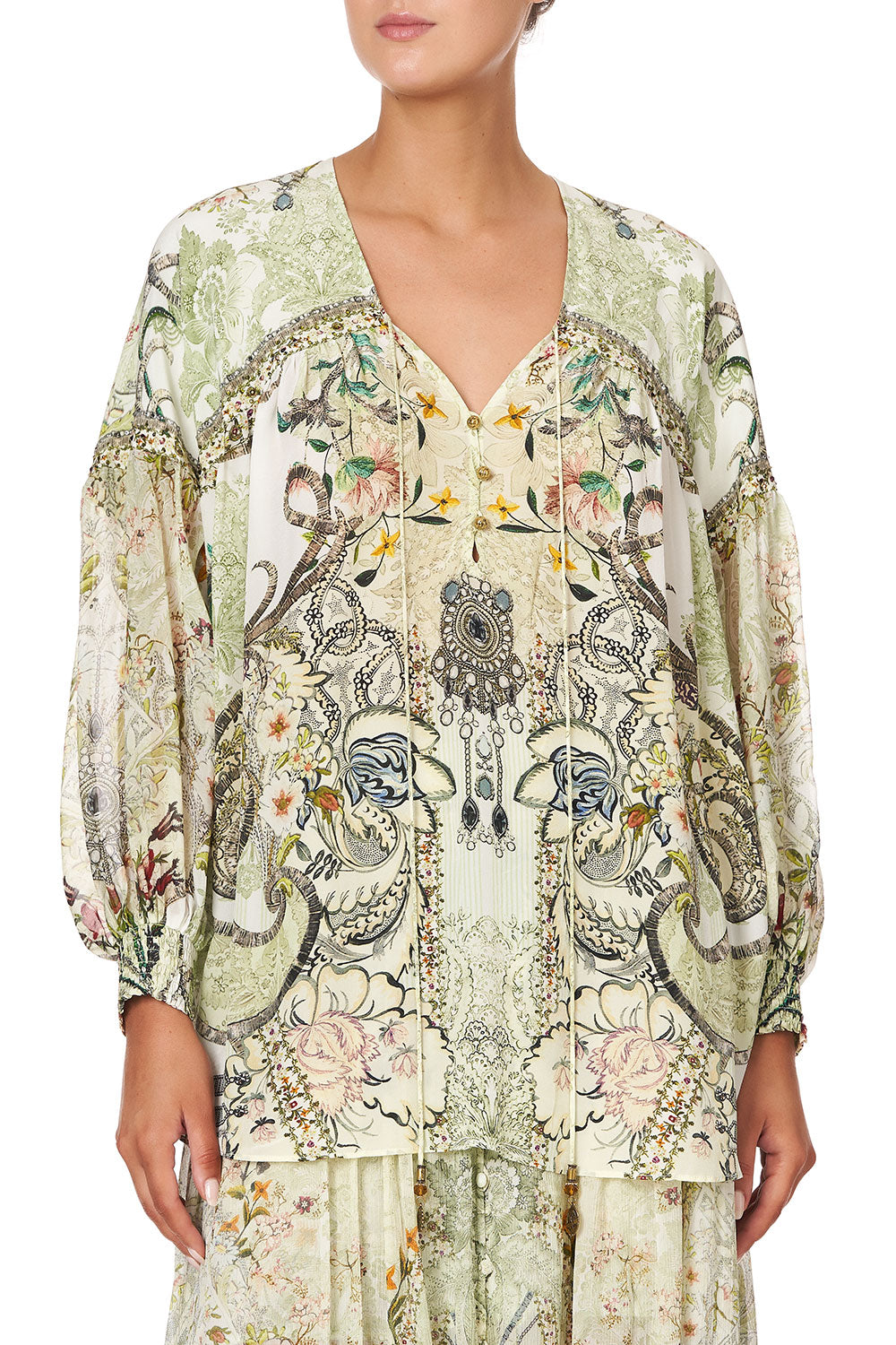 BLOUSON BLOUSE WITH NECK TIE BRICK LANE BEAUTY