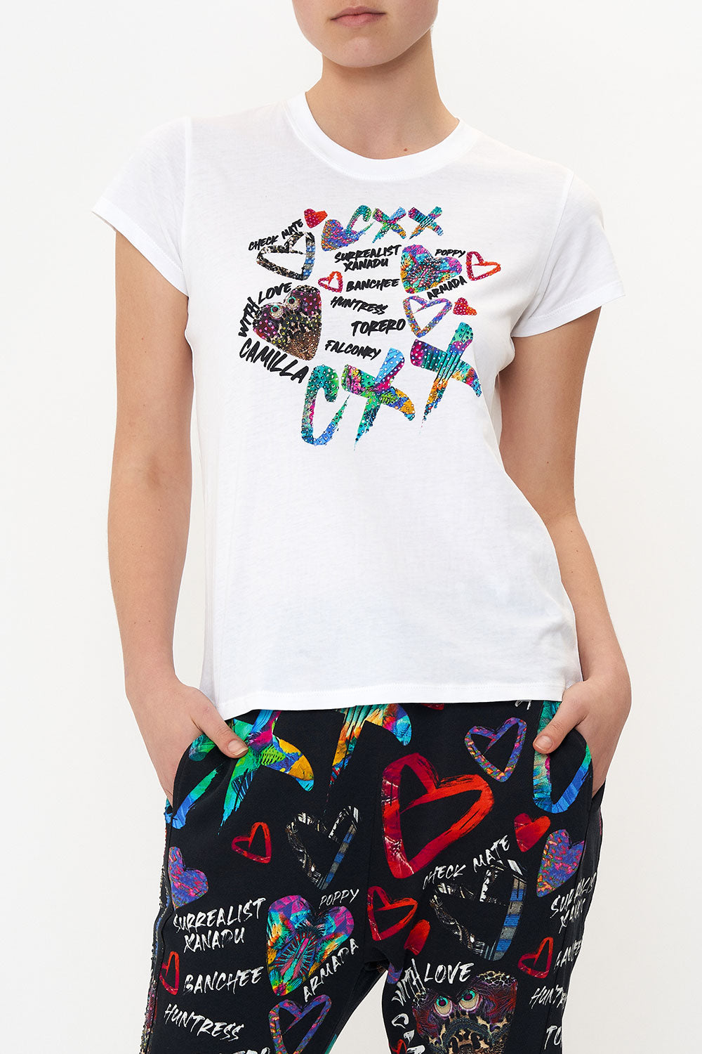 SLIM FIT ROUND NECK T-SHIRT SHES A WRITE OFF