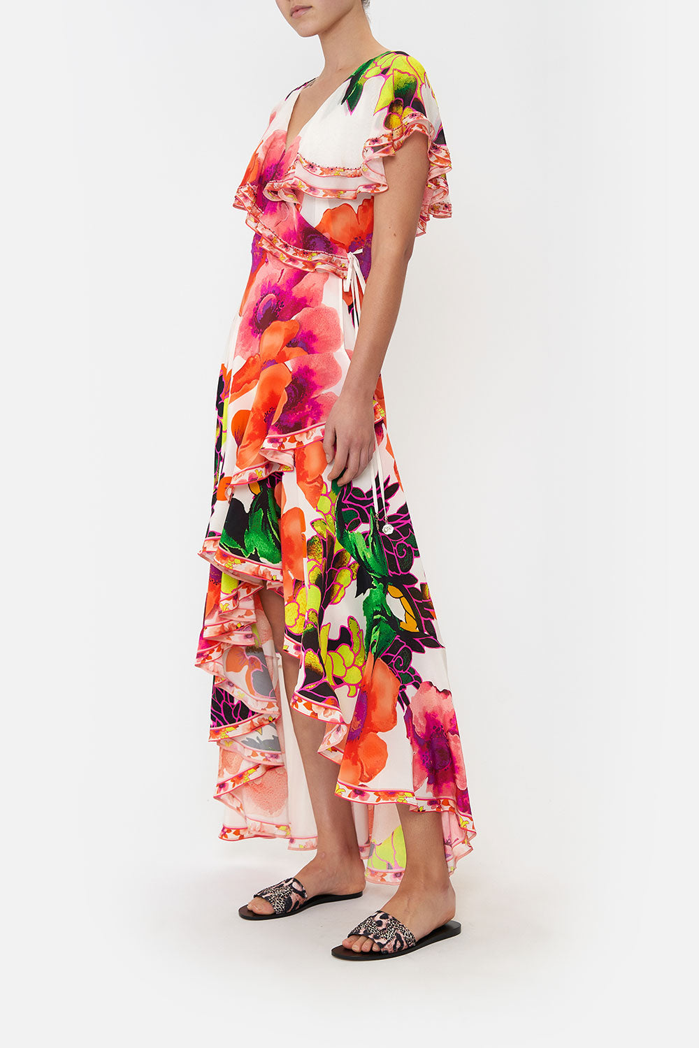 FRILL SLEEVE LONG DRESS PRETTY AS A POPPY