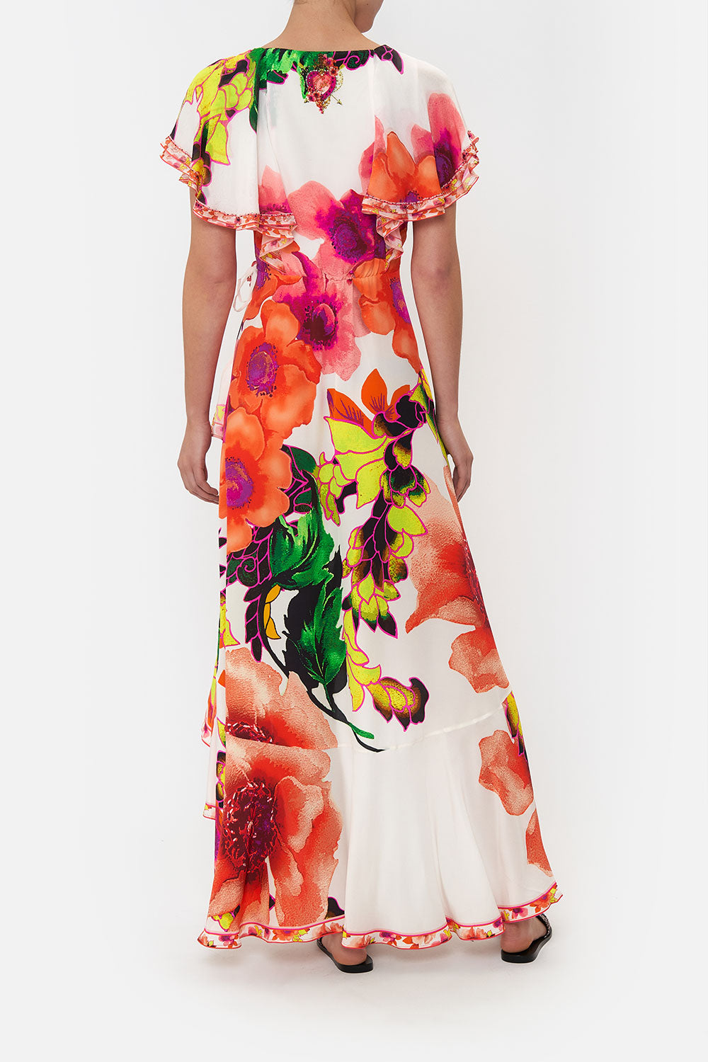 FRILL SLEEVE LONG DRESS PRETTY AS A POPPY