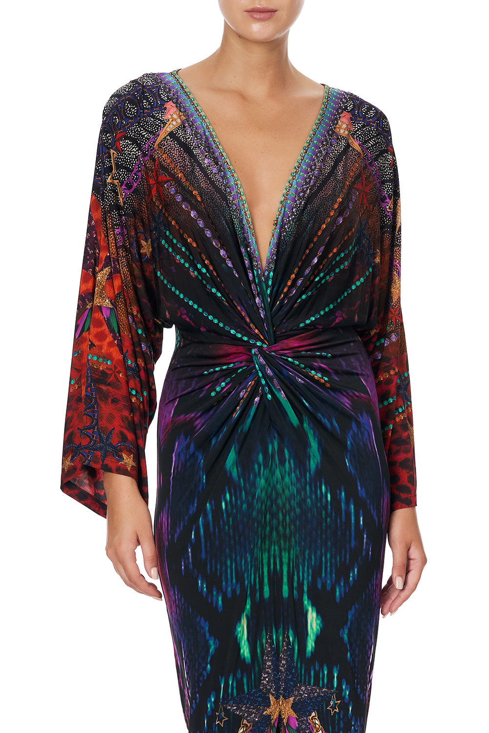 LONG SPLIT FRONT TWIST DRESS ROCKET WOMAN