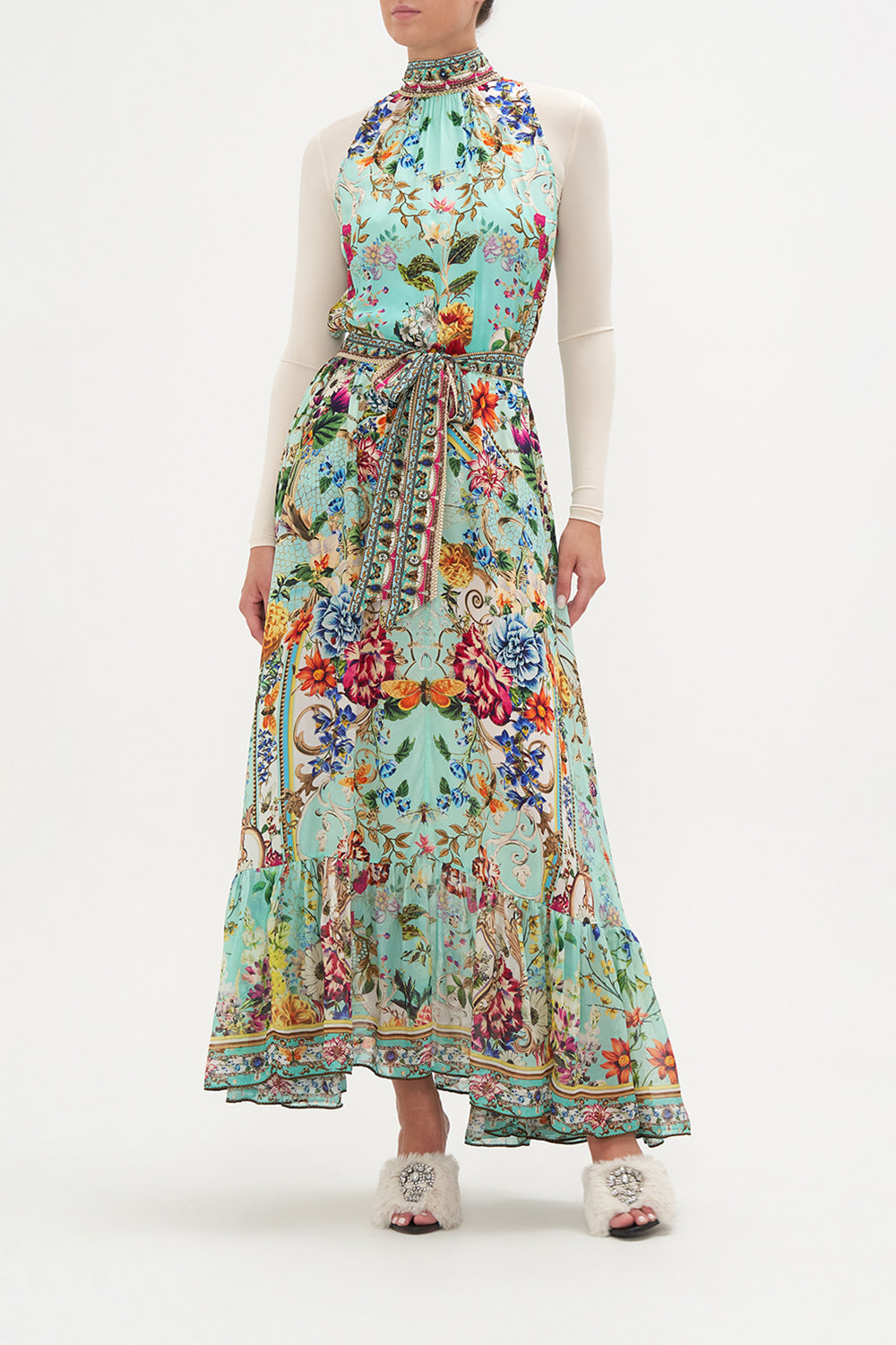 NECKTIE DRESS WITH ELASTICATED WAIST HONEY HONEY