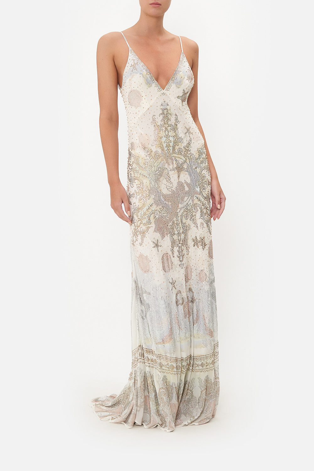 V NECK FULL LENGTH BIAS SLIP DRESS STAR OF THE SEA