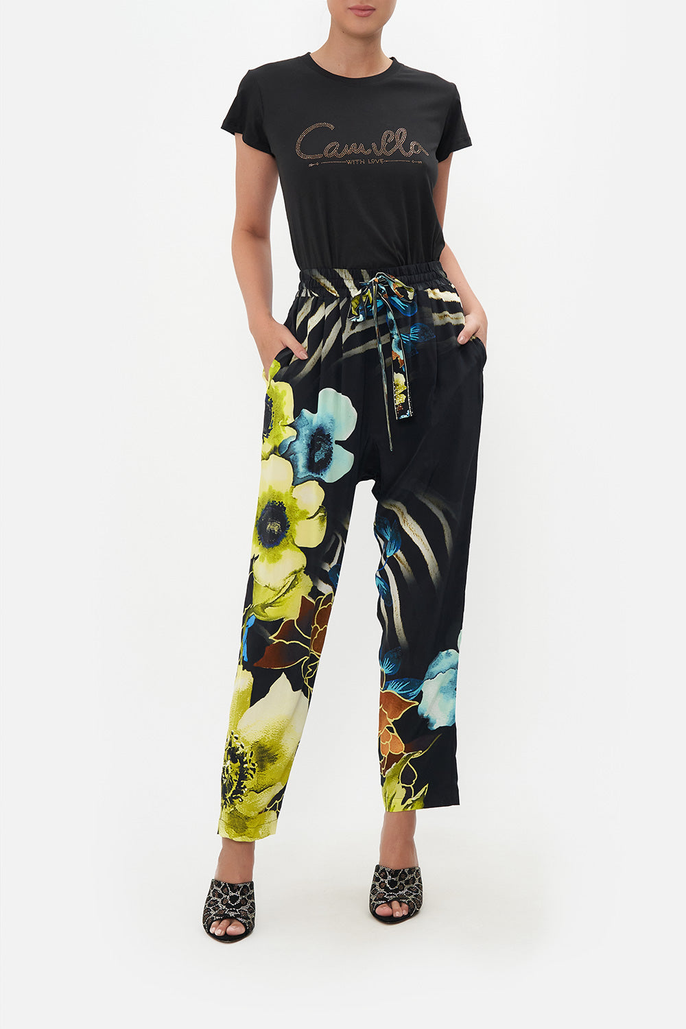 DROP CROTCH SLIM LEG PANT POPPY DIVINE
