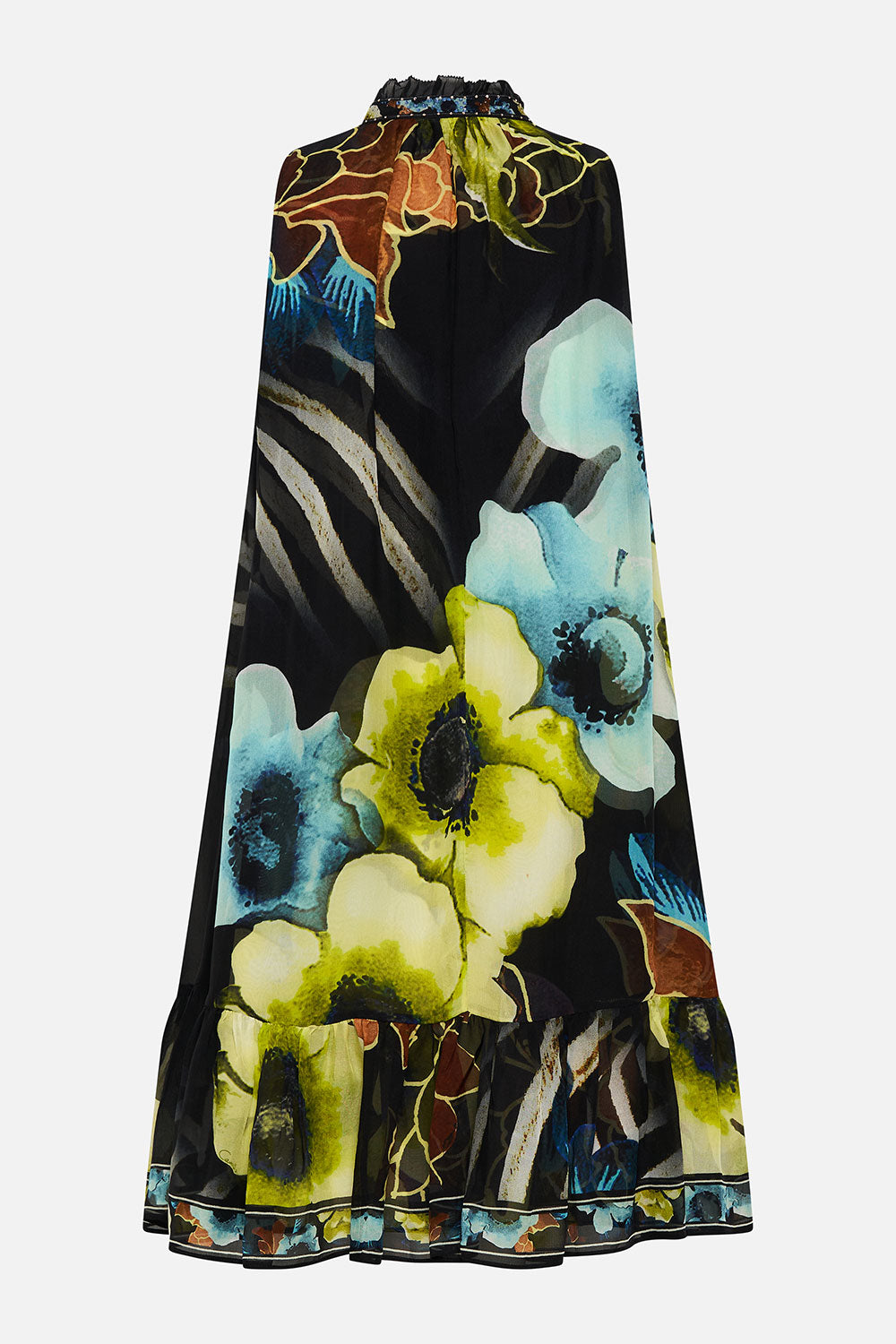 HIGH NECK RUFFLE DRESS POPPY DIVINE