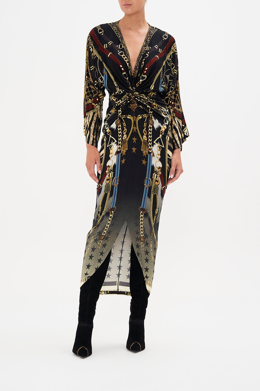 LONG SPLIT FRONT TWIST DRESS BOSS OF THE BRUMBIES