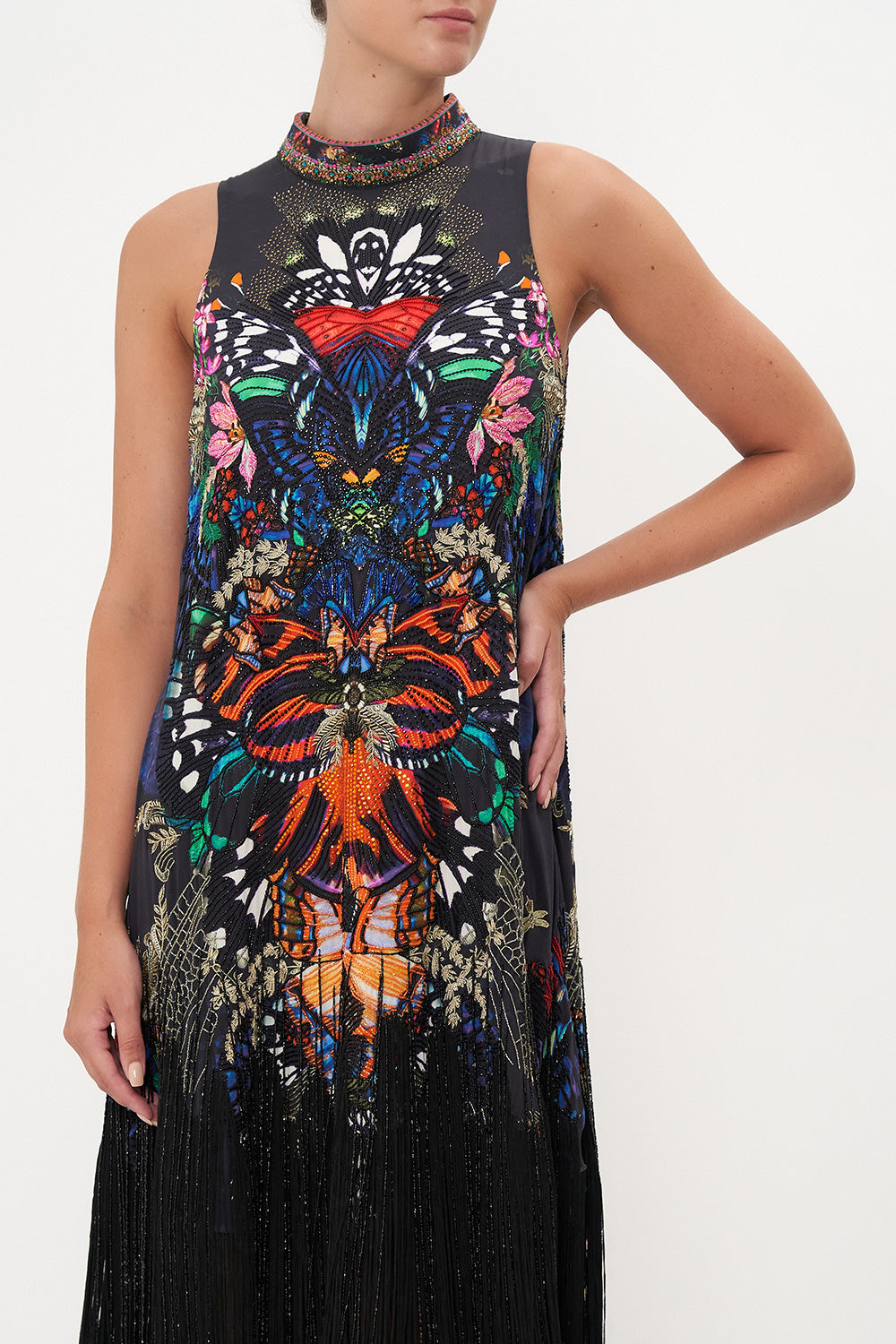 HIGH COLLAR SHIFT DRESS FLUTTER BY