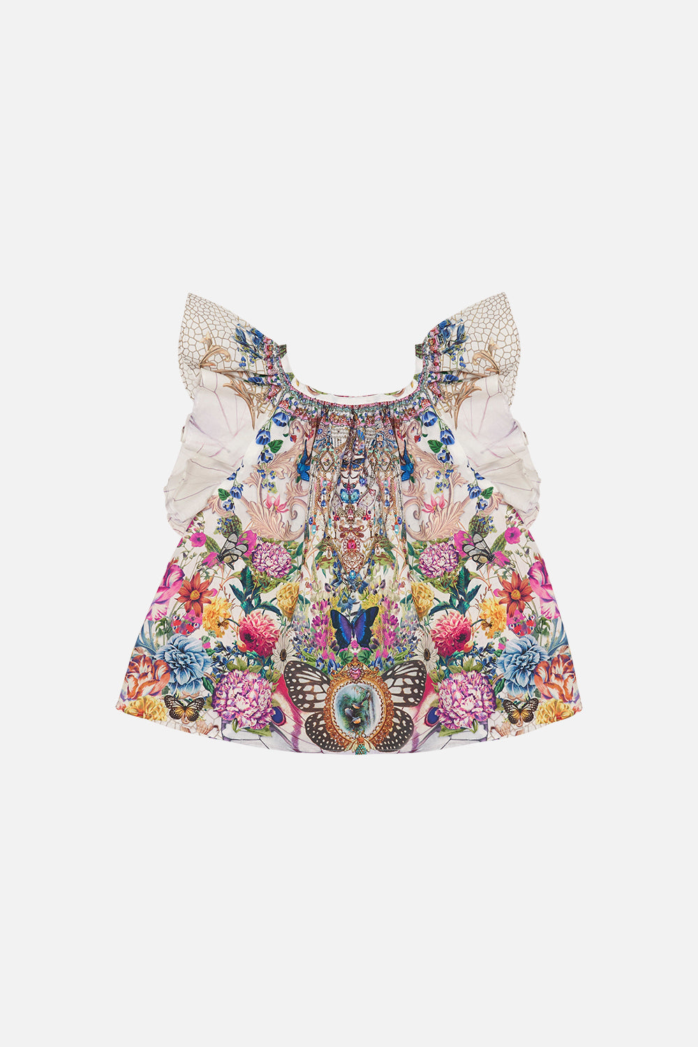 KIDS FRILL SLEEVE TOP 12-14 QUEENS BEE HIVE