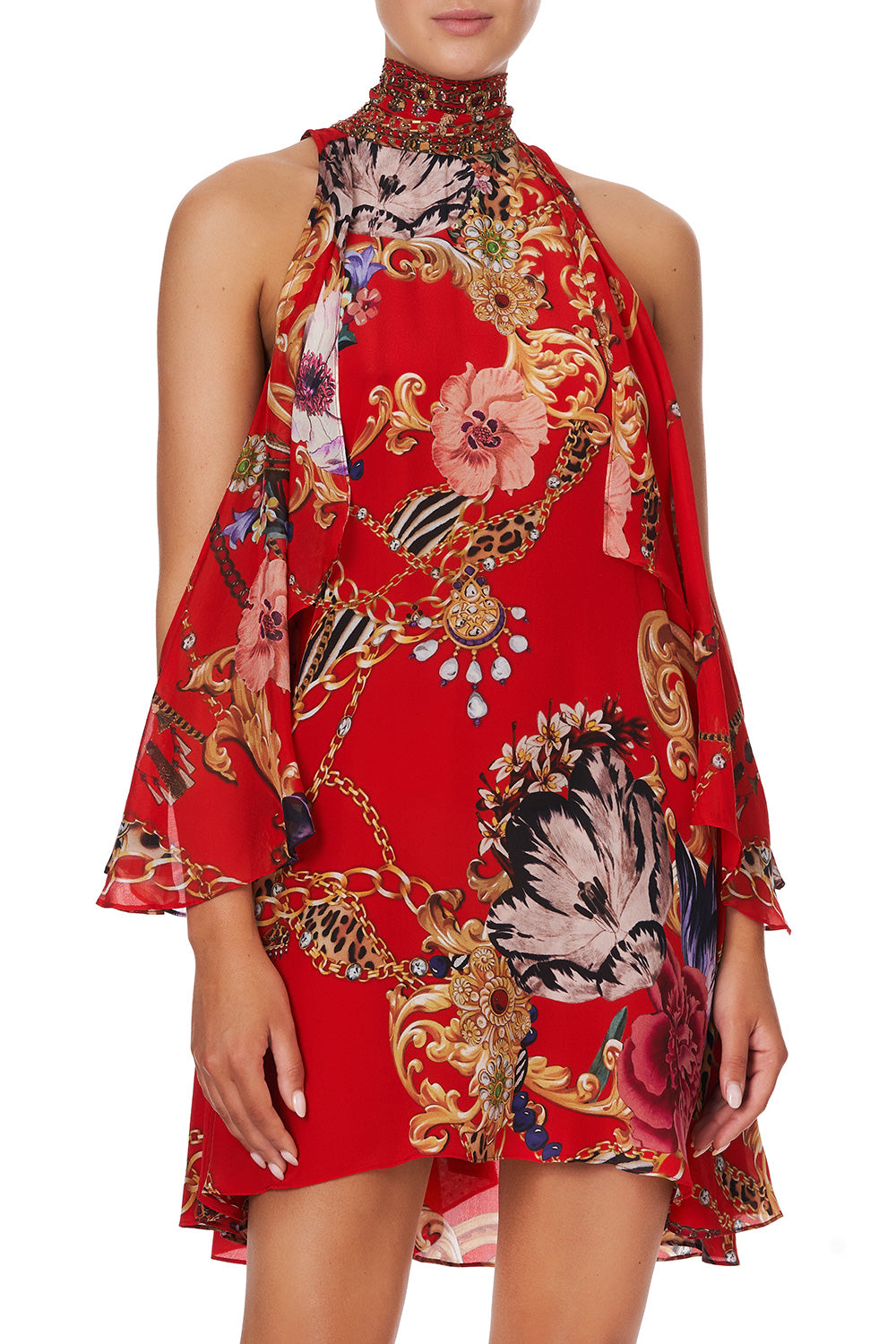 NECK TIE SHORT DRESS PRIMA DONNA