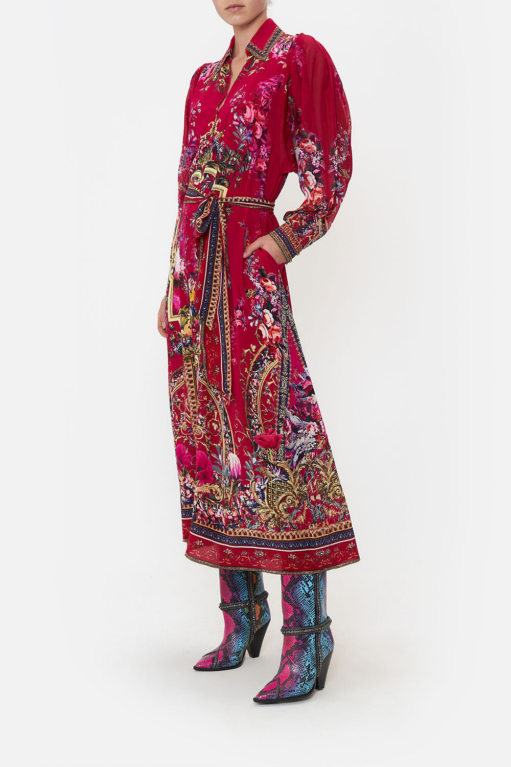 CURVED COLLAR SHIRT DRESS BOHEME BLOOMS