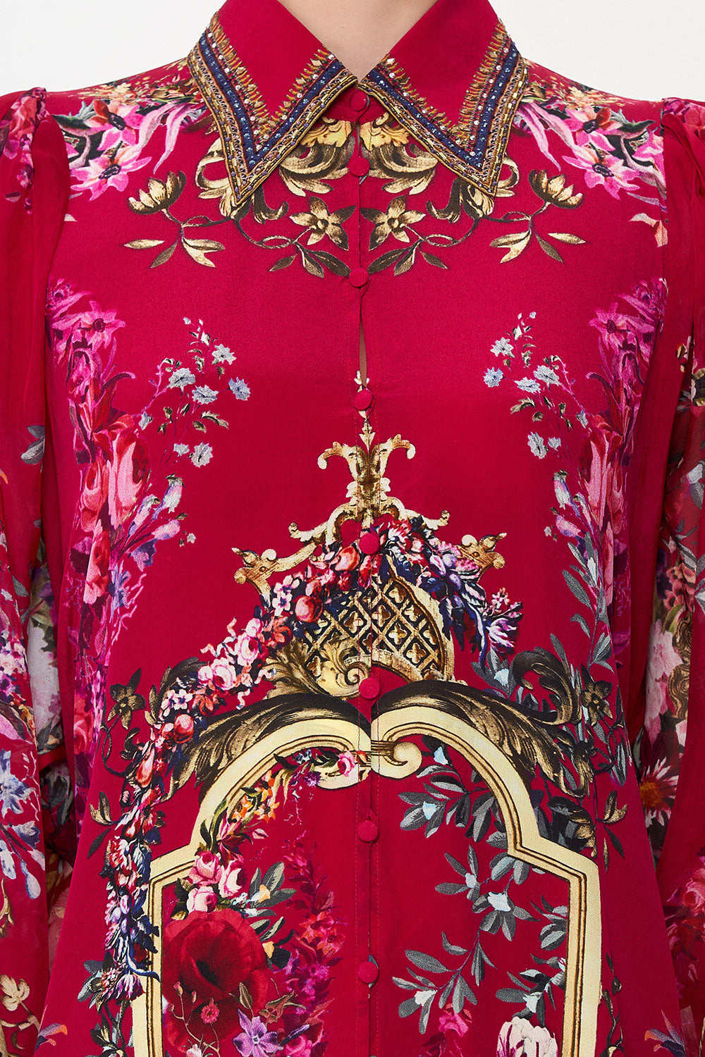 CURVED COLLAR SHIRT DRESS BOHEME BLOOMS