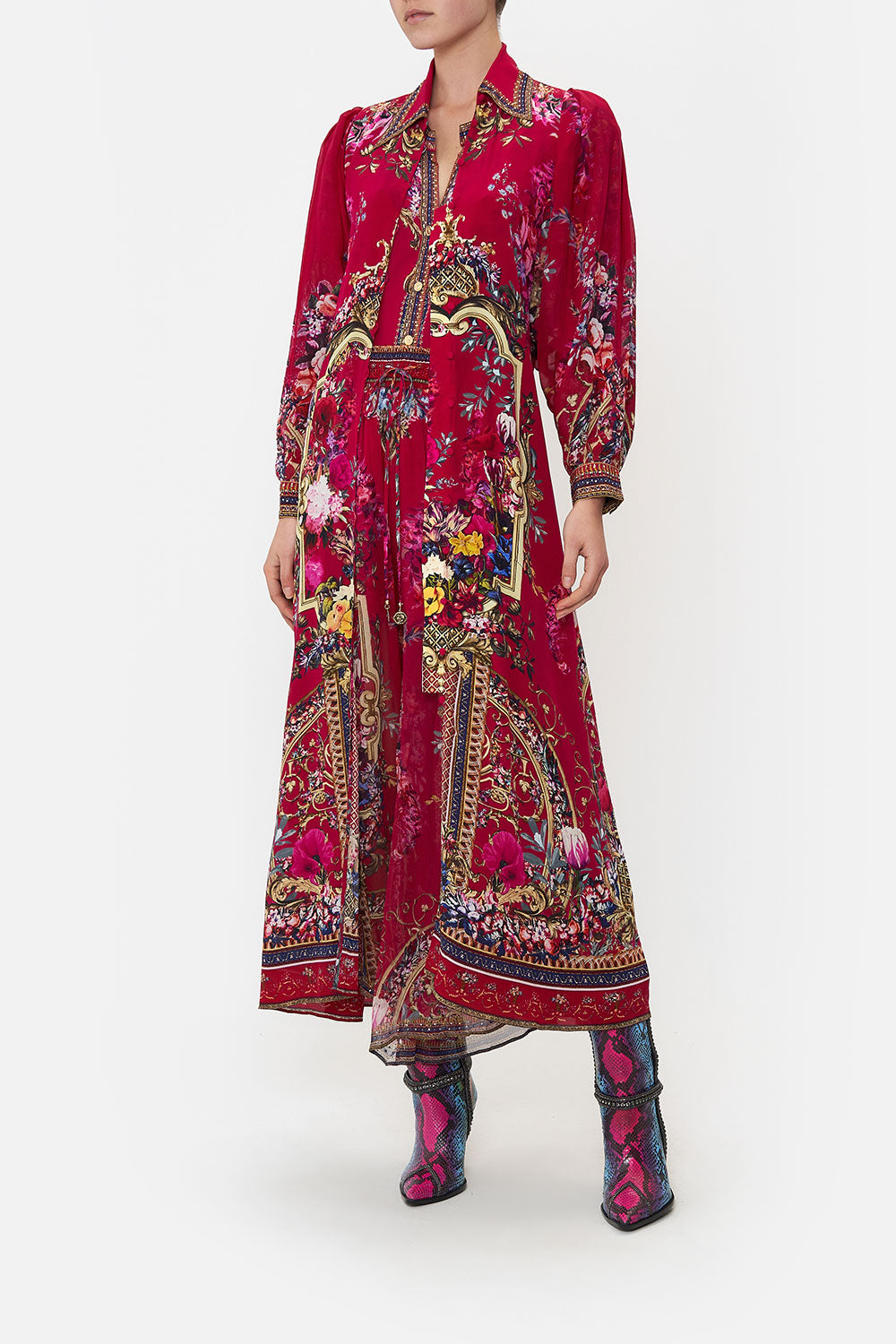 CURVED COLLAR SHIRT DRESS BOHEME BLOOMS