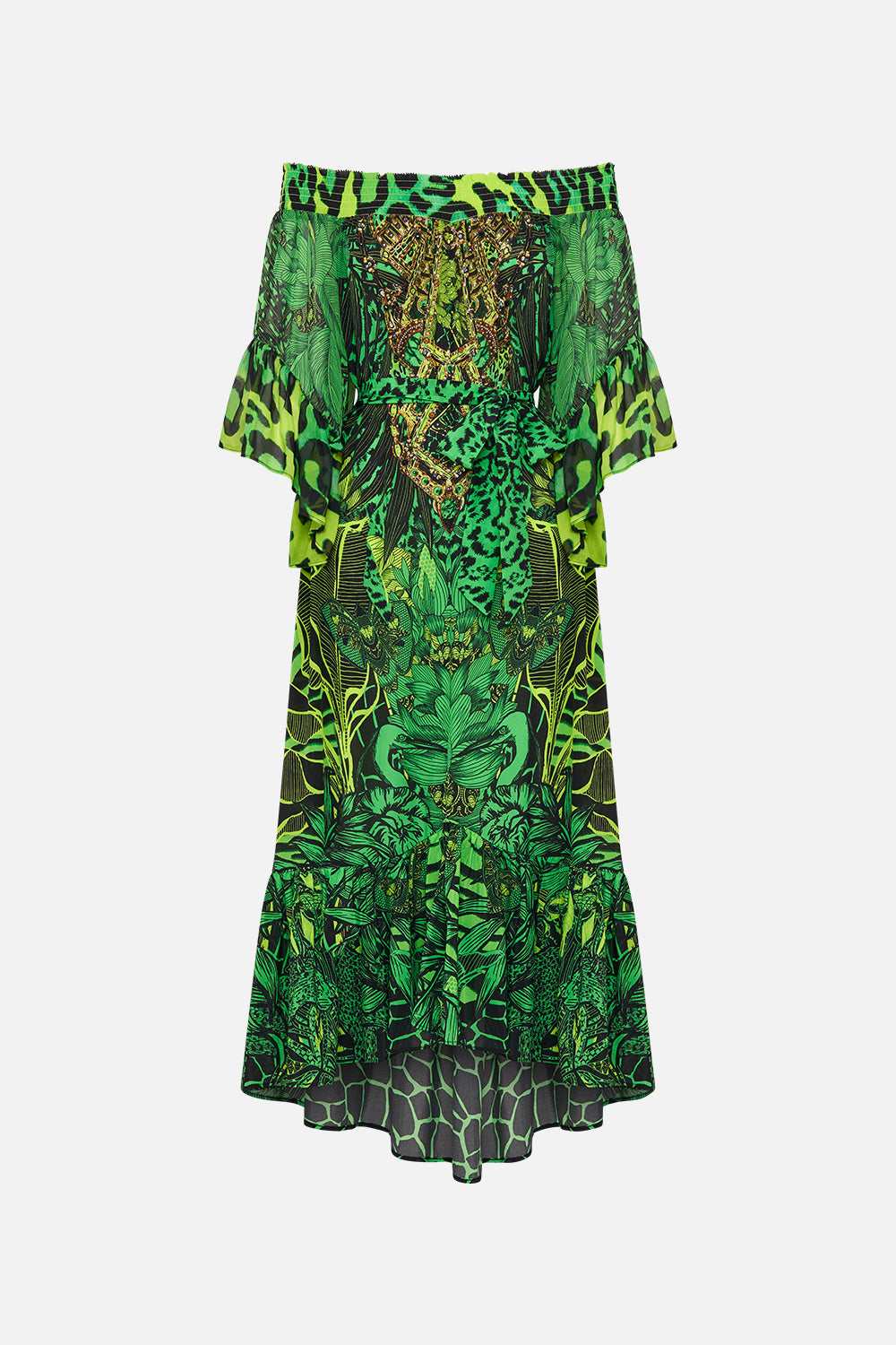 HIGH LOW HEM OFF SHOULDER DRESS GORILLA GROOVE