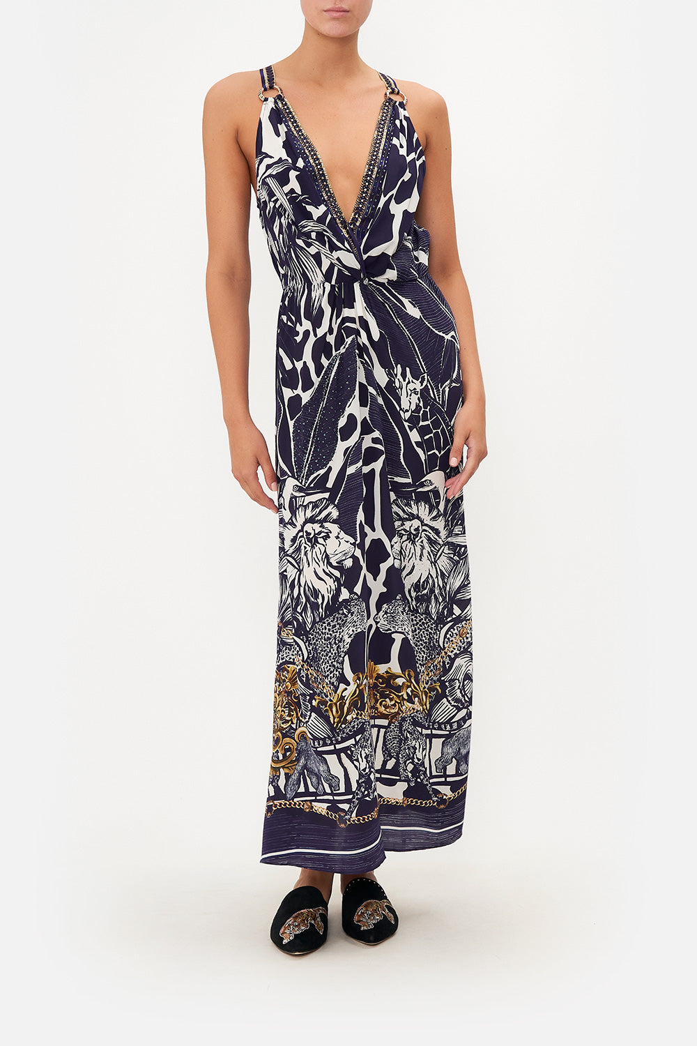 TWIST FRONT DRESS WITH HARDWARE WHERES YOUR HEAD AT