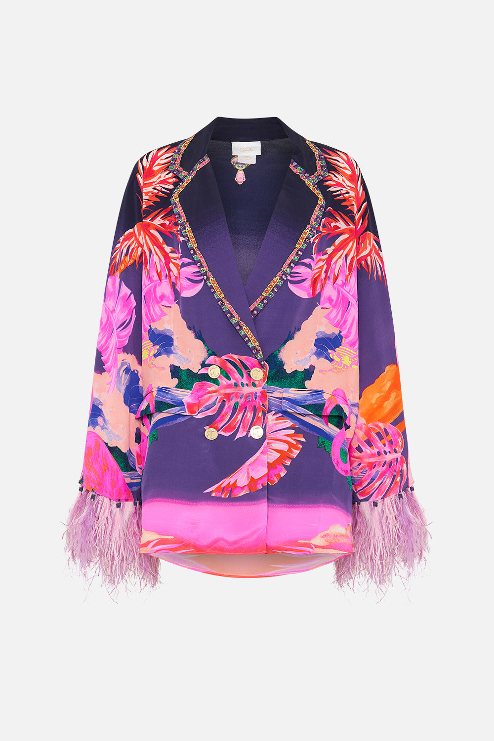 FLARED SLEEVE DOUBLE BREASTED JACKET FLIGHT OF THE FLAMINGO