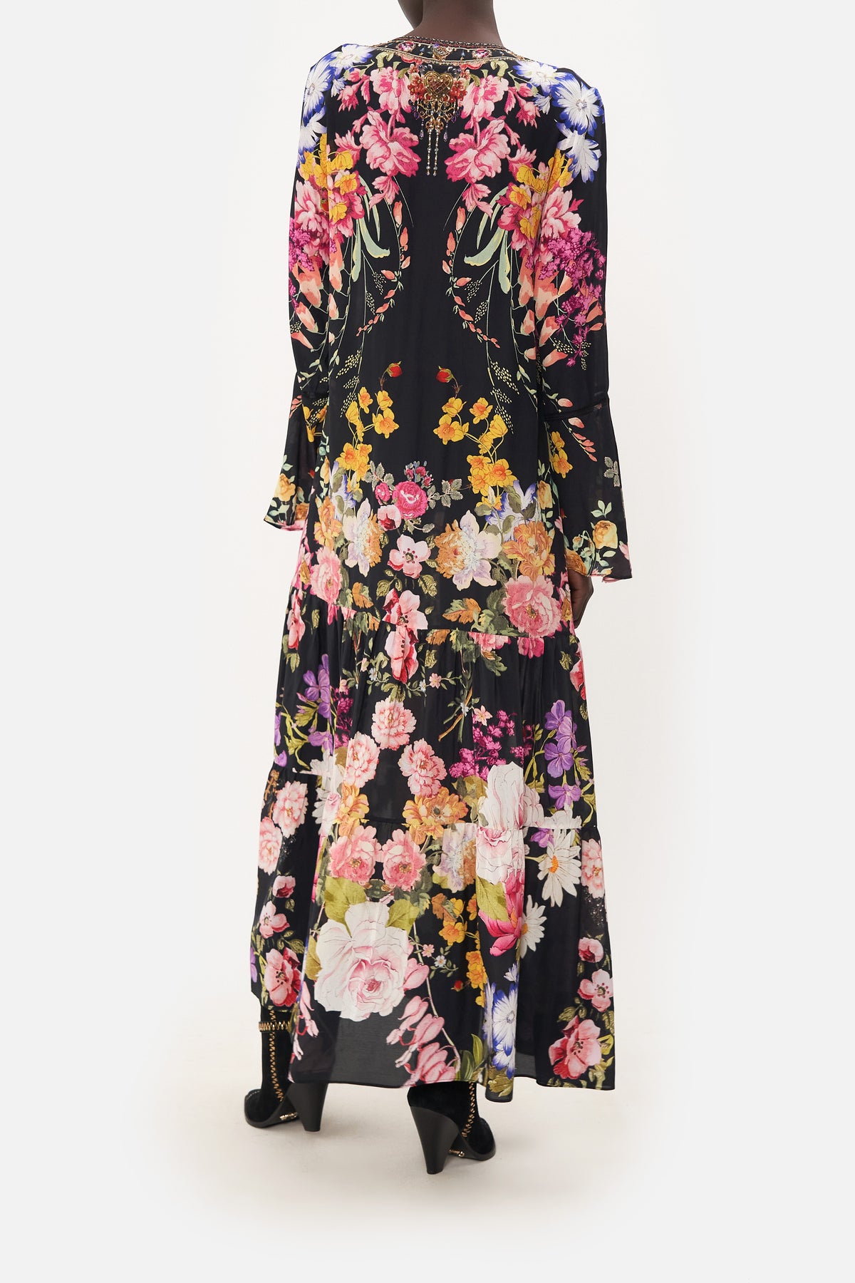 LACE UP DRESS WITH TIERED HEM LIBERTINE LADY