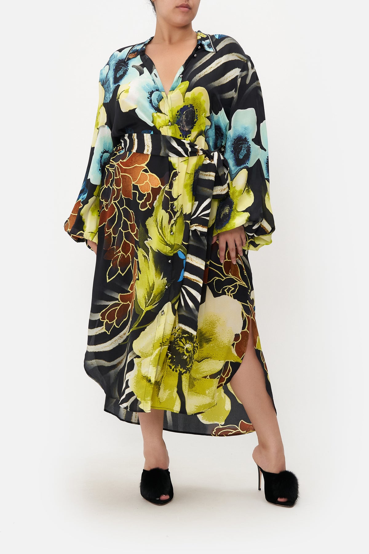 HIGH LOW MIDI SHIRT DRESS POPPY DIVINE