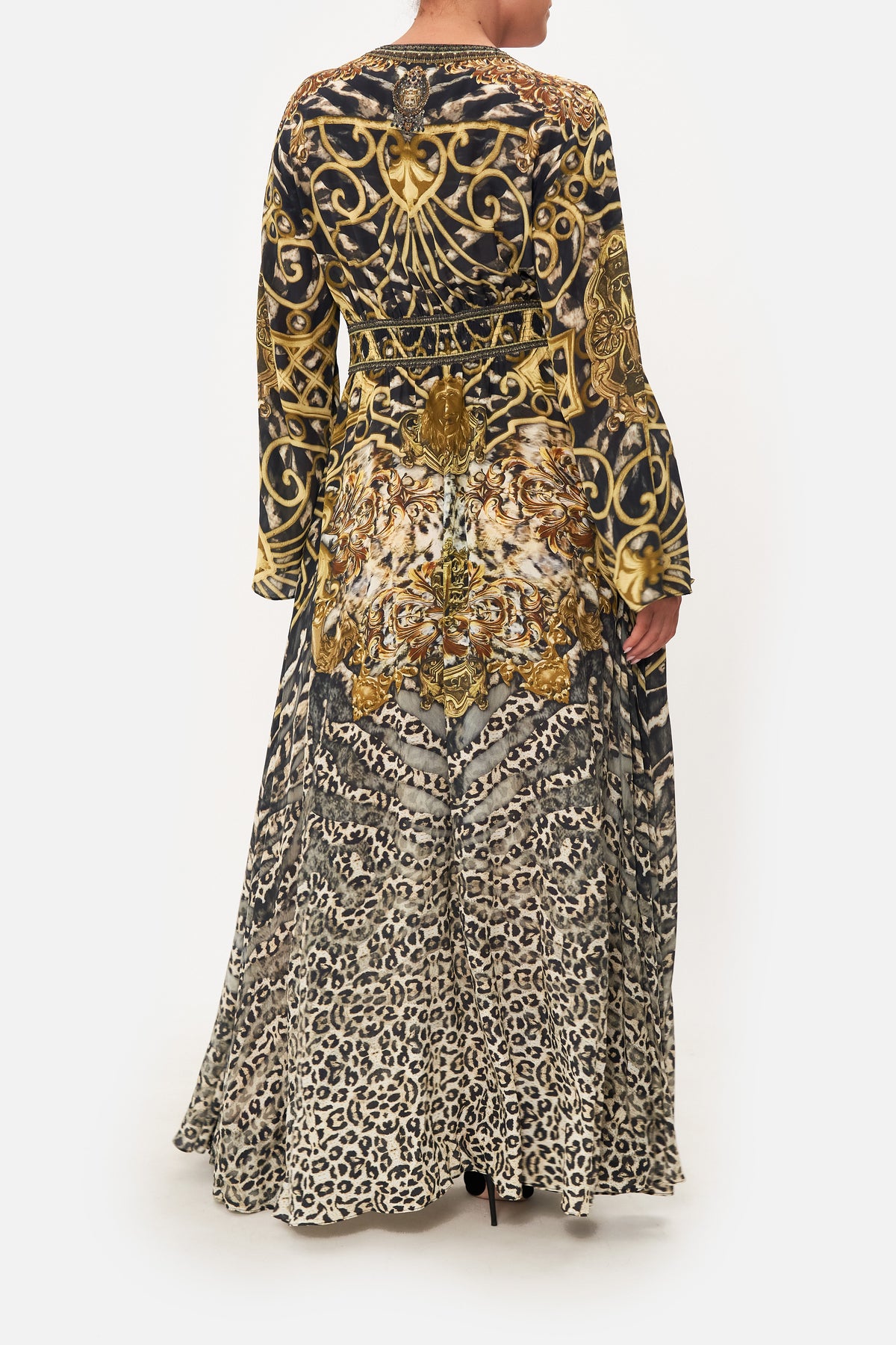 KIMONO SLEEVE DRESS WITH SHIRRING DETAIL ARMADA