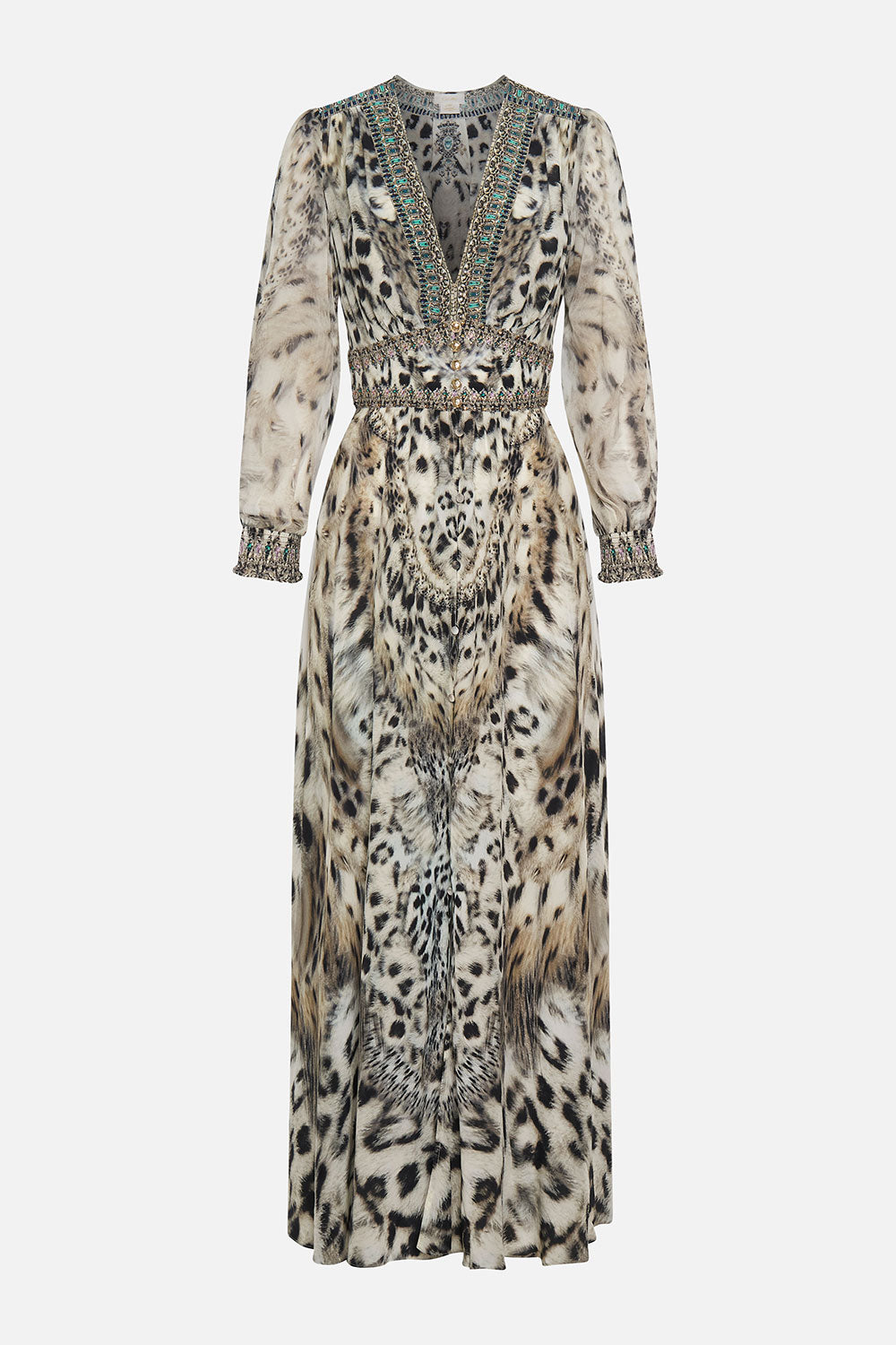 BUTTON DRESS WITH SHAPED WAISTBAND SNOW WHISPERS