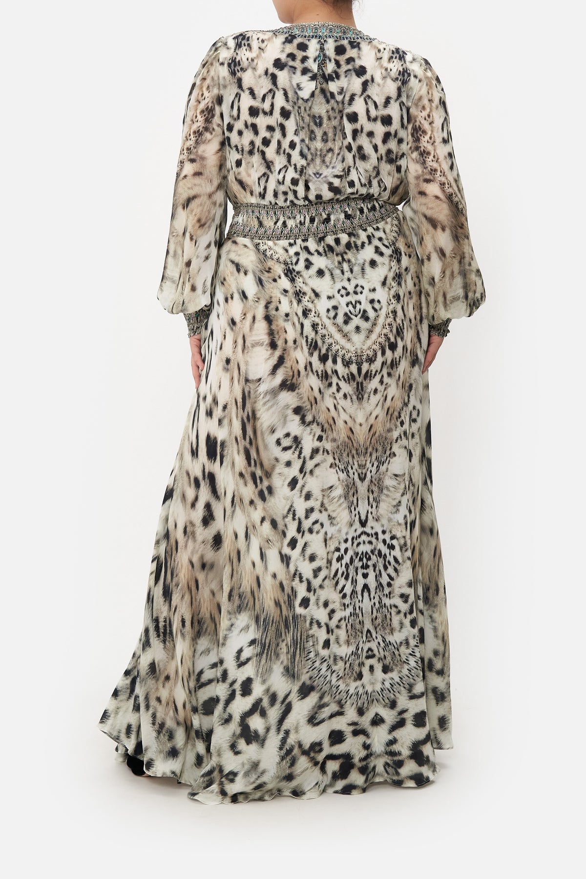 BUTTON DRESS WITH SHAPED WAISTBAND SNOW WHISPERS