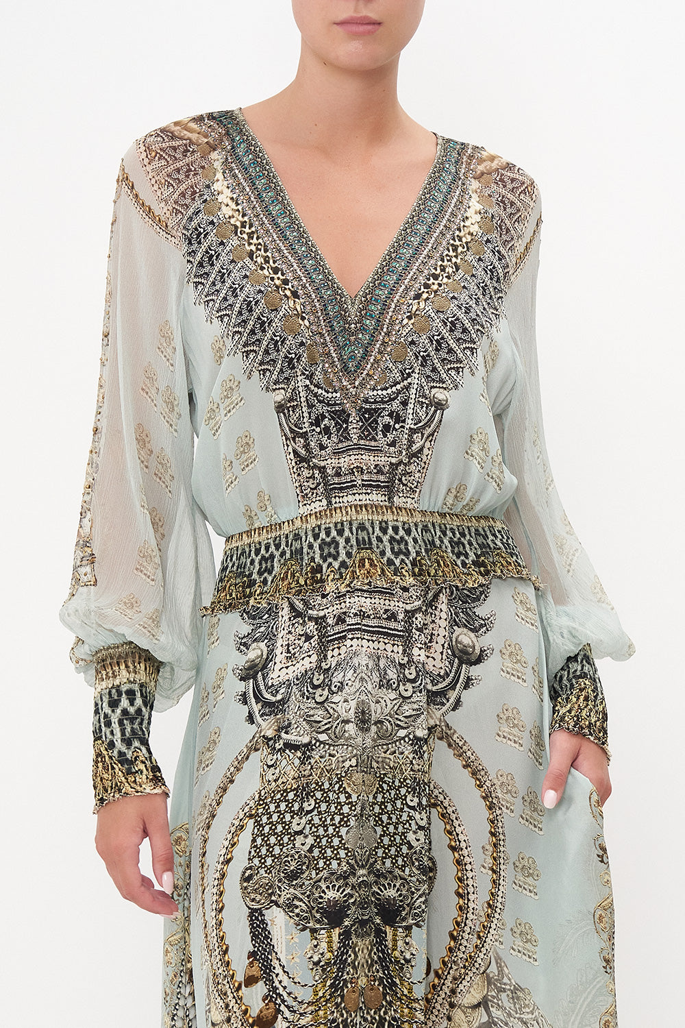 DRESS WITH SHIRRED WAIST AND CUFF FREE ESPIRITU