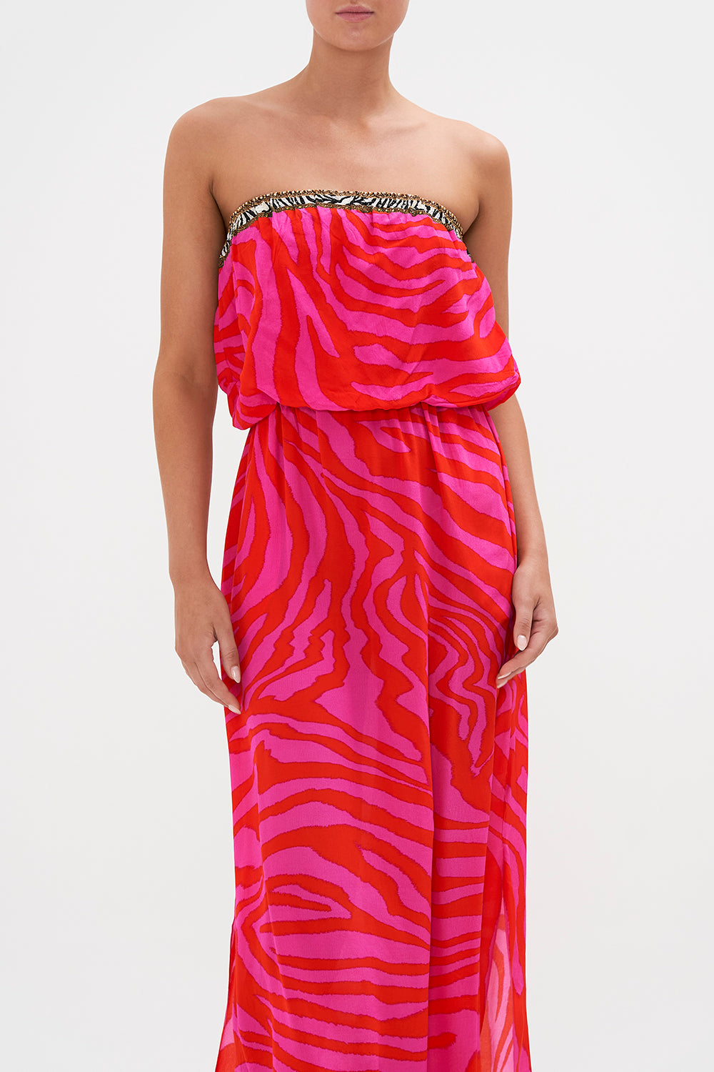 STRAPLESS BLOUSON DRESS ZEBRA ZONE