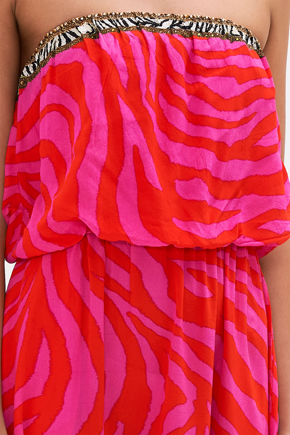 STRAPLESS BLOUSON DRESS ZEBRA ZONE