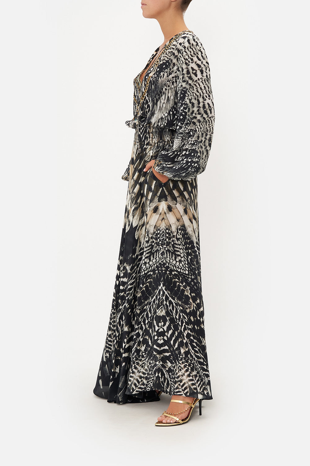 SHIRRED RELAXED FIT DRESS NIGHT OWL