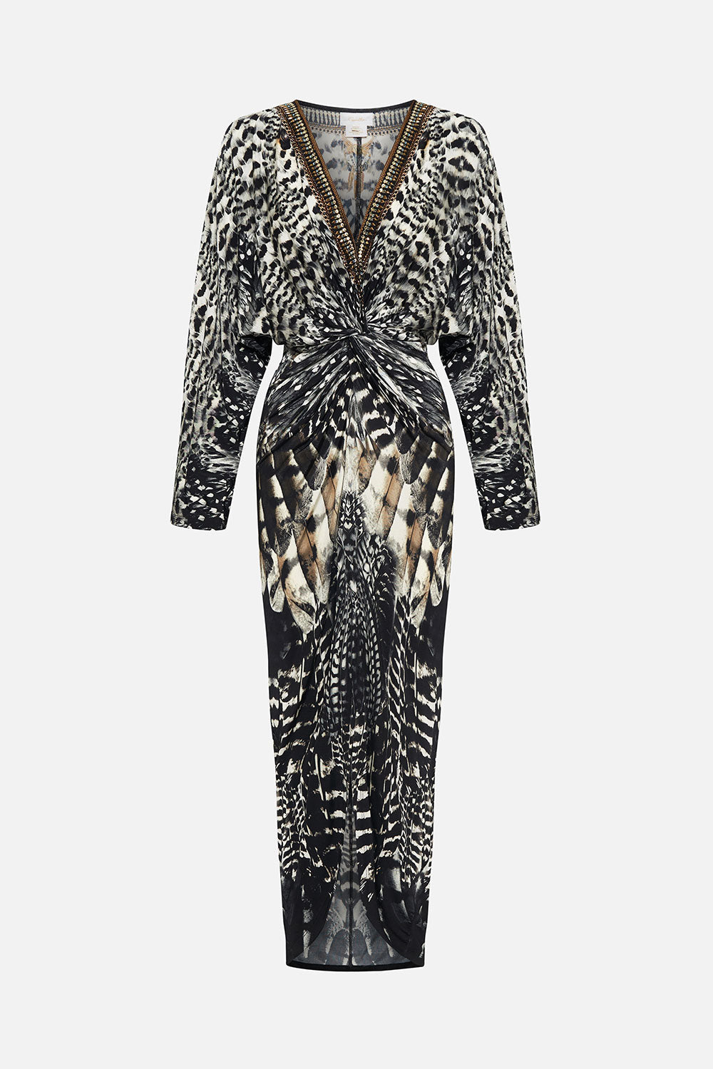 LONG SPLIT FRONT TWIST DRESS NIGHT OWL