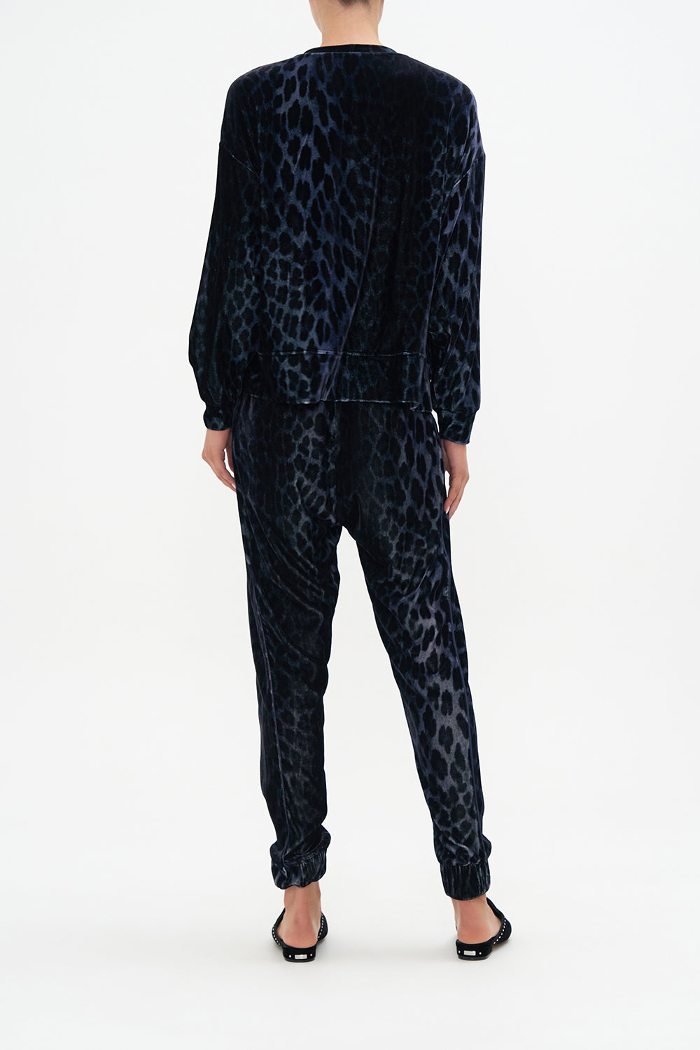 VELOUR DROP CROTCH PANT SHES A CRAZY CAT