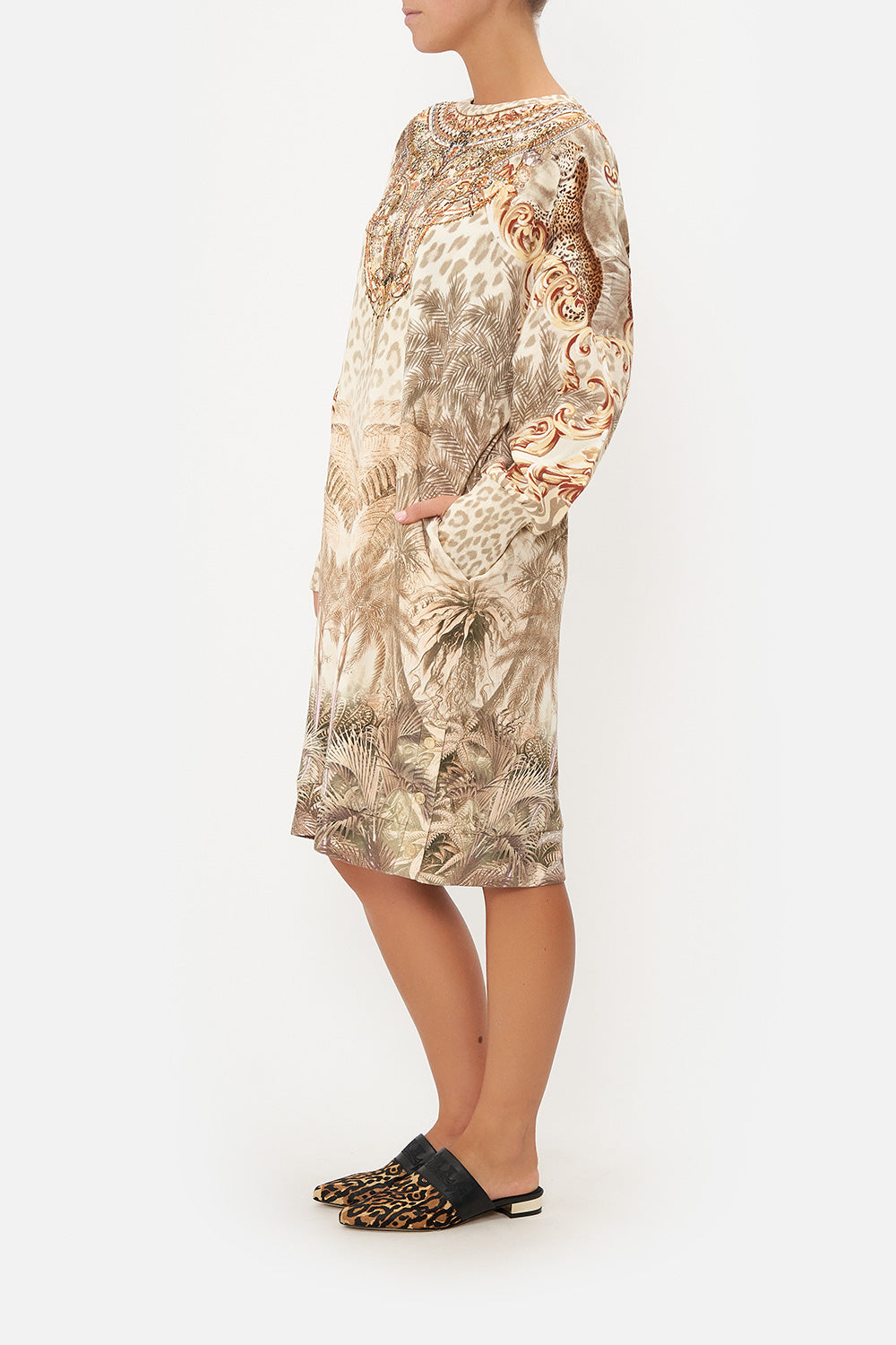 SWEATSHIRT BUTTON DRESS PALAZZO PARTY